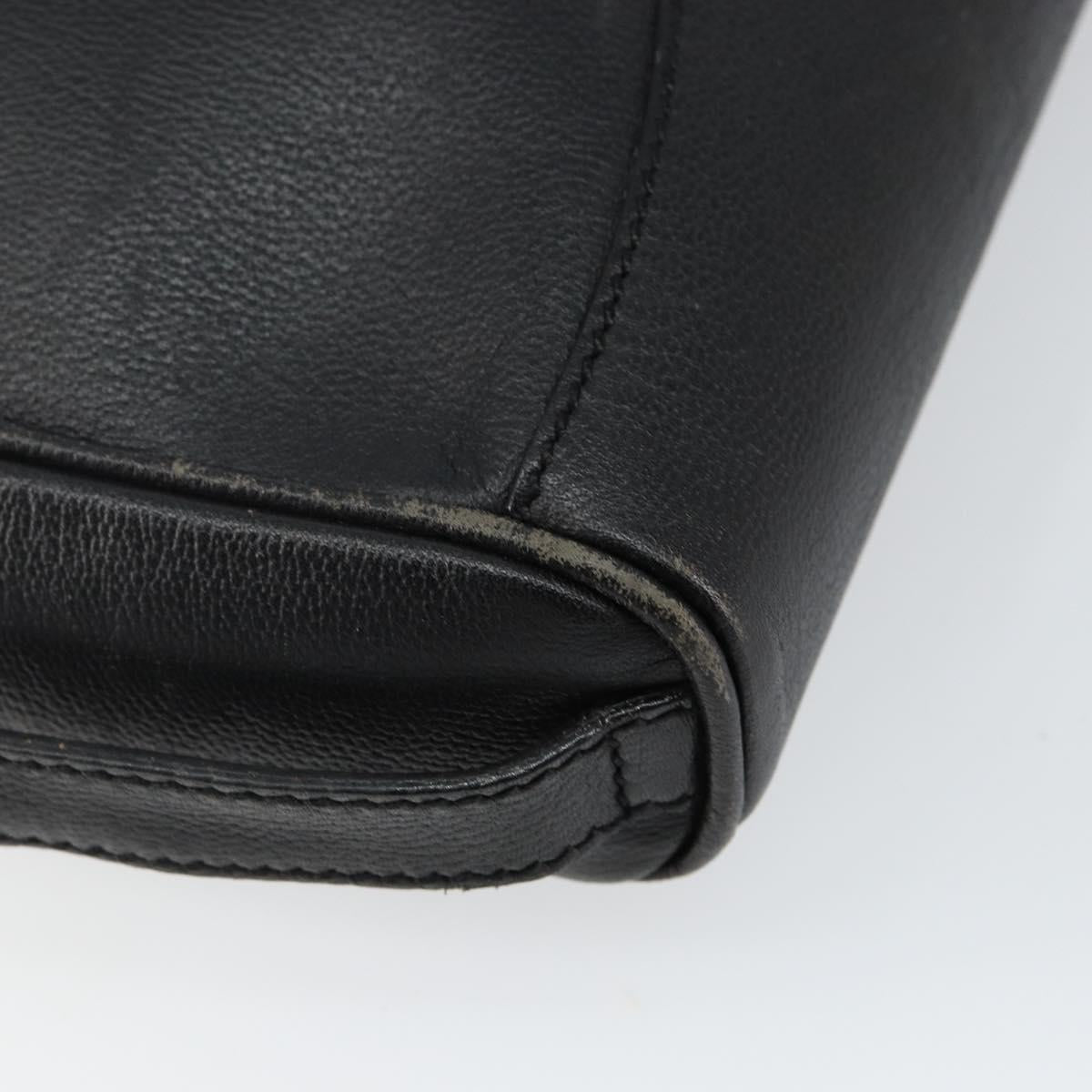 GUCCI Clutch Bag Leather Black Gold Auth 143350