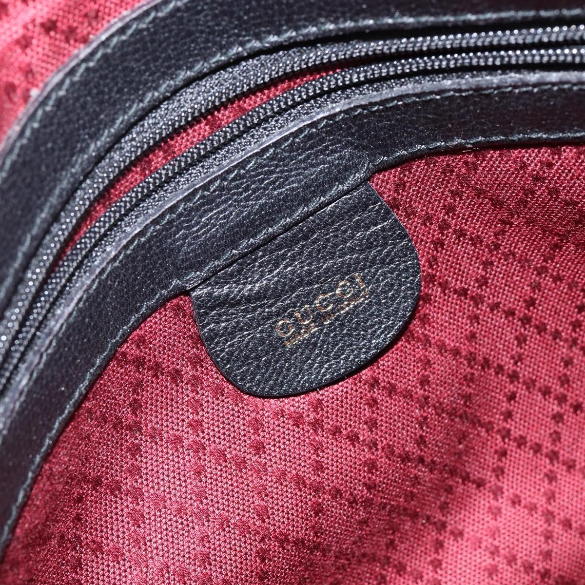 GUCCI Clutch Bag Leather Black Gold Auth 143350