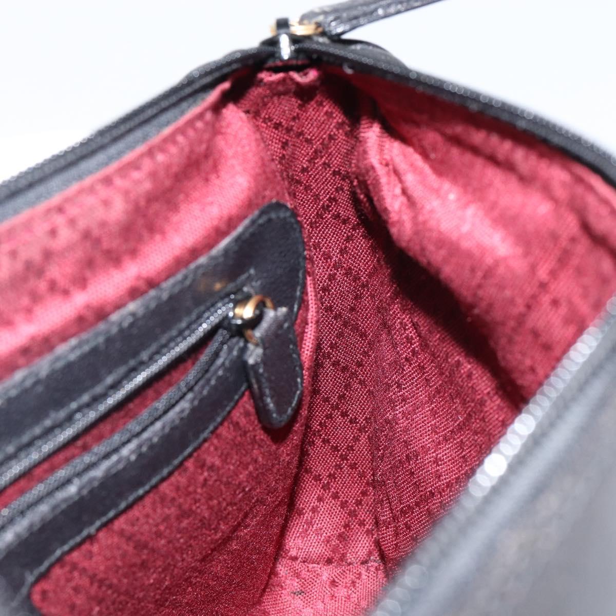 GUCCI Clutch Bag Leather Black Gold Auth 143350