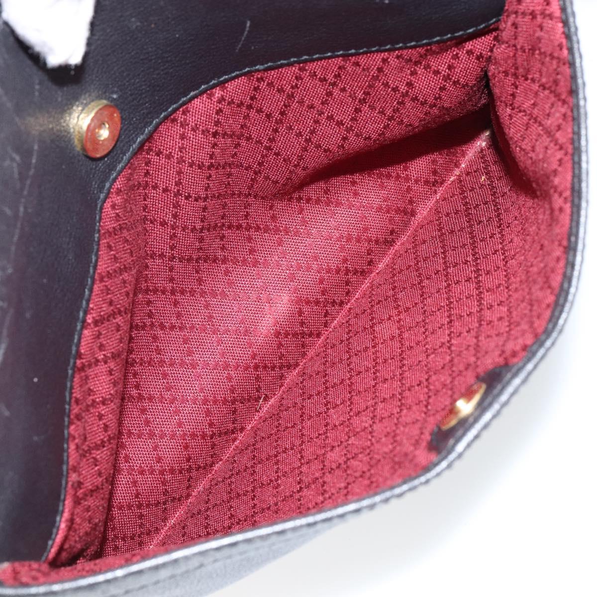 GUCCI Clutch Bag Leather Black Gold Auth 143350