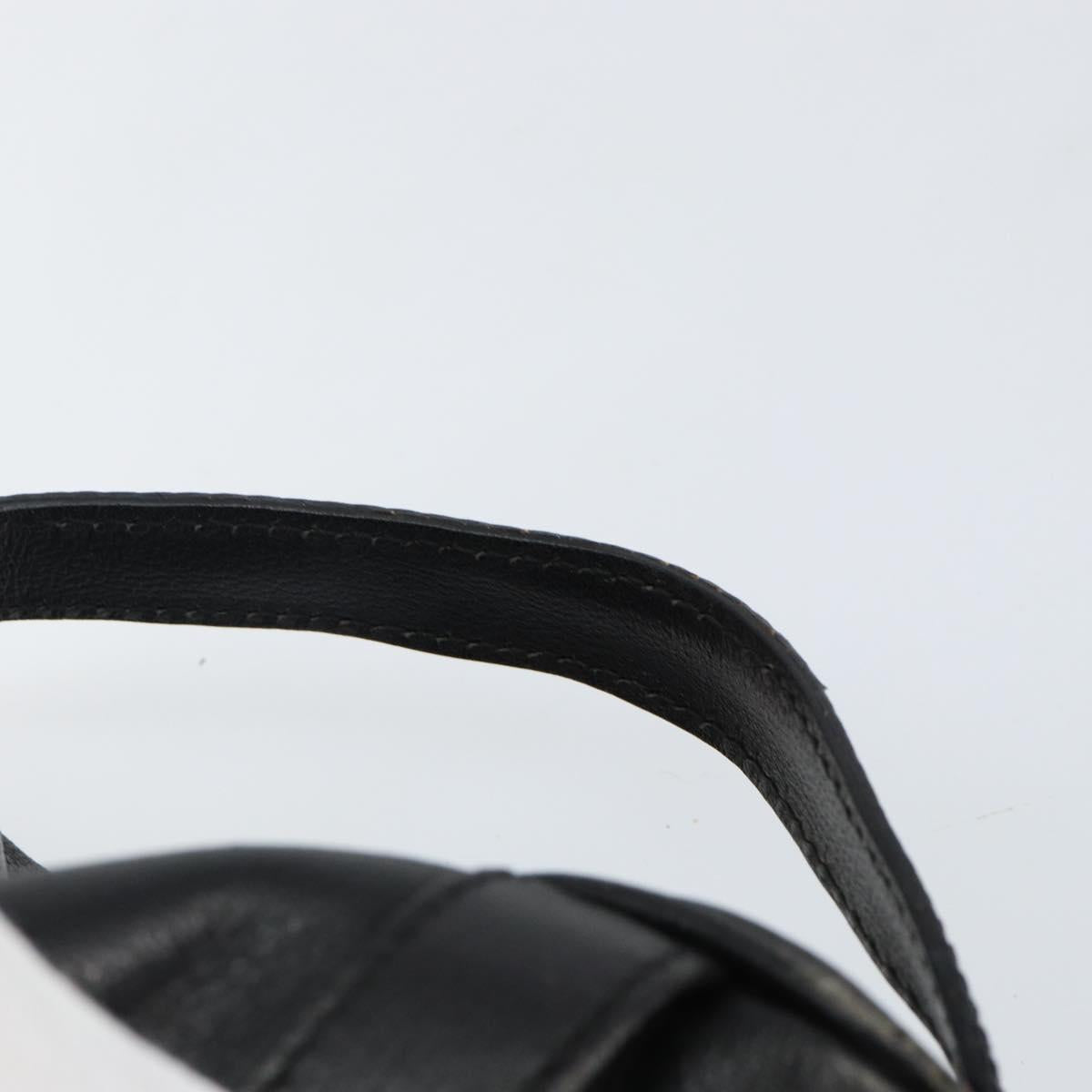 GUCCI Clutch Bag Leather Black Gold Auth 143350