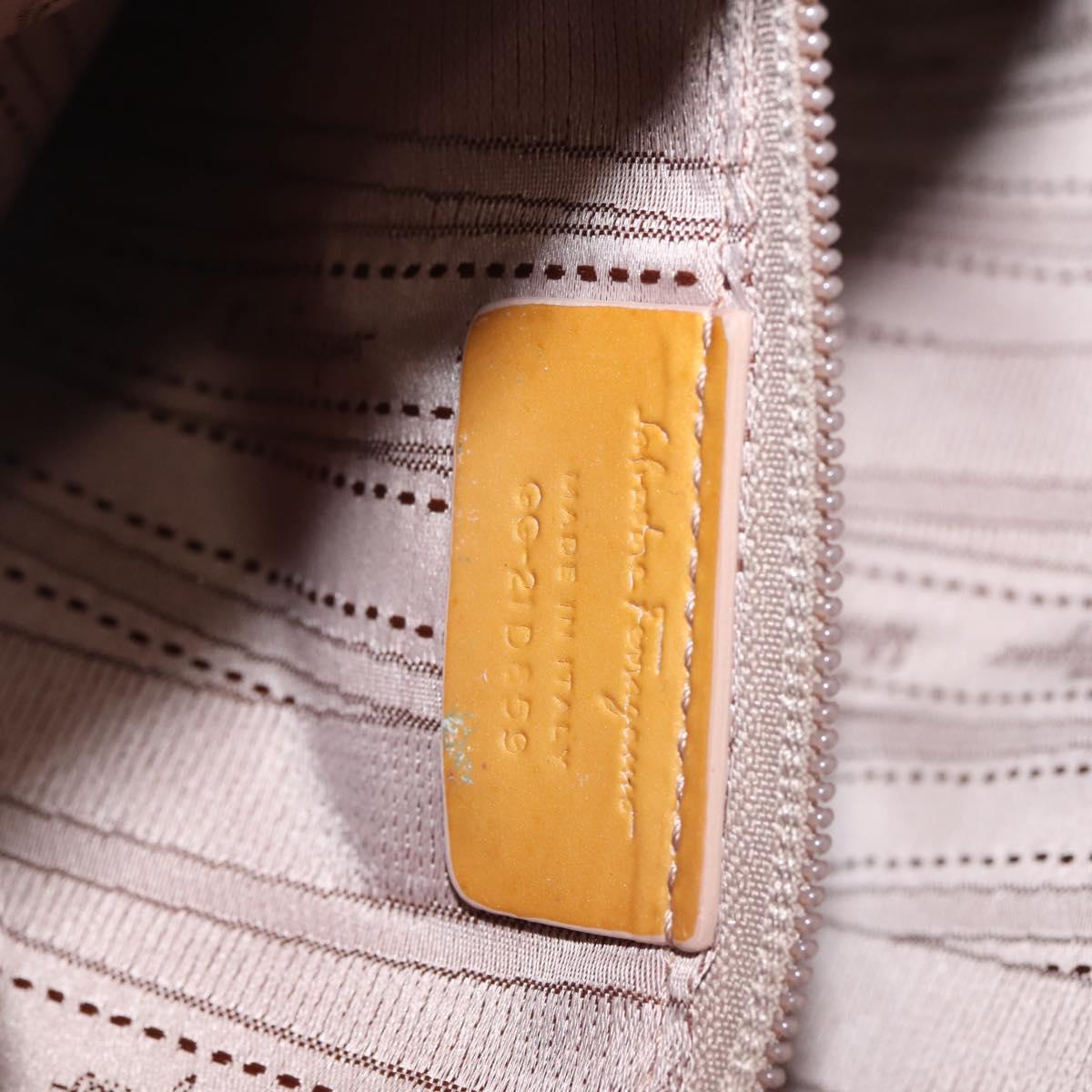 Salvatore Ferragamo Vala Tote Bag Enamel 2way Orange Silver Auth 143352