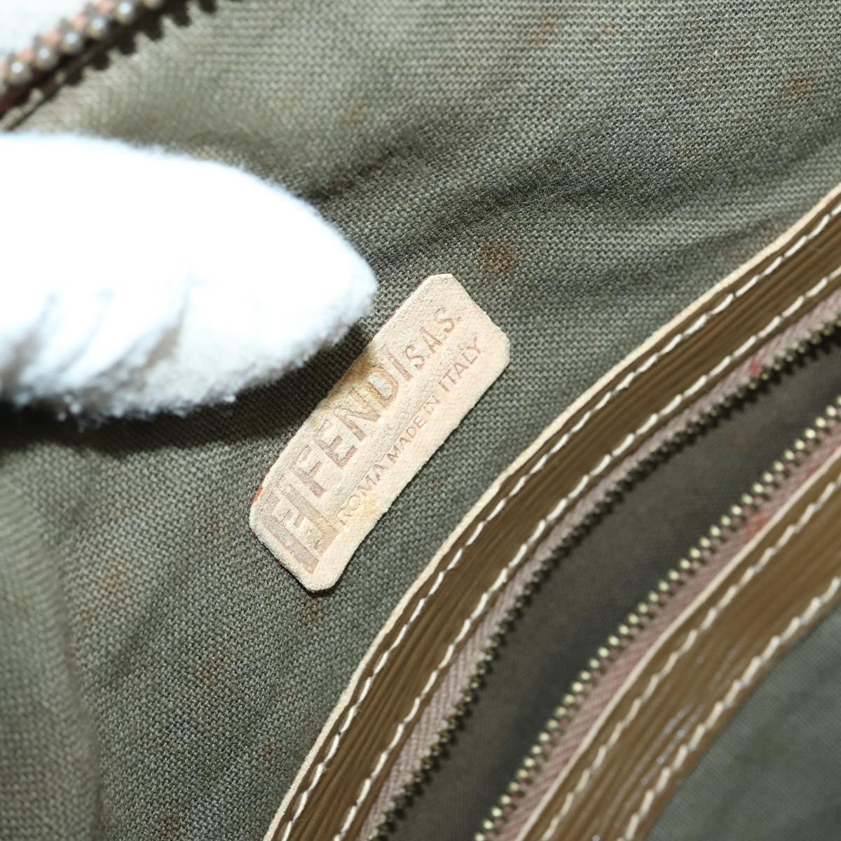 FENDI Zucchino Canvas Boston Bag Coated Canvas Brown Gold Auth 143353