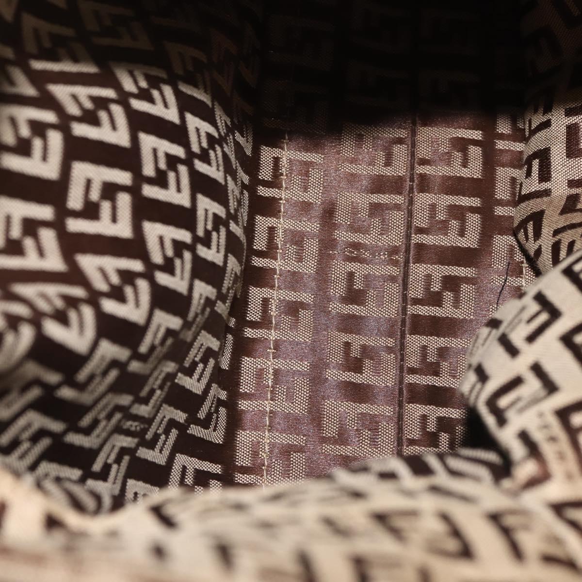 FENDI Zucchino Canvas Tote Bag Beige Silver Auth 143354