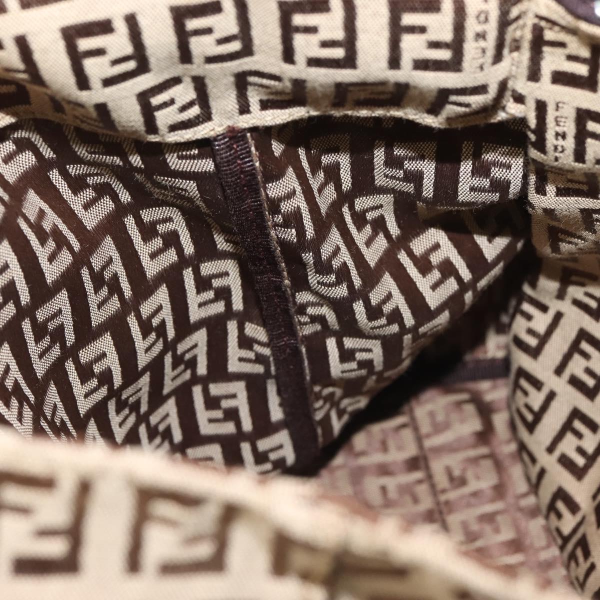 FENDI Zucchino Canvas Tote Bag Beige Silver Auth 143354