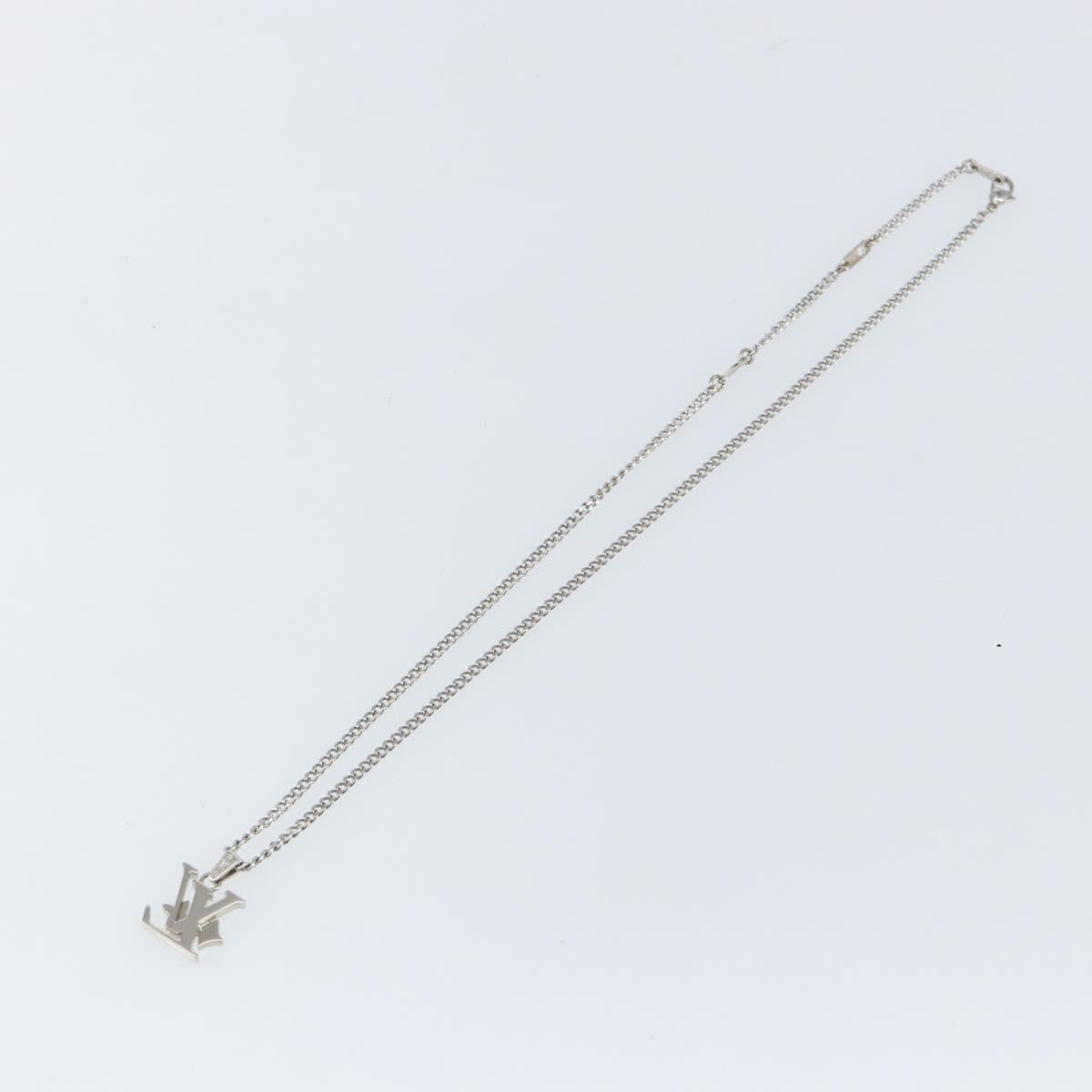 LOUIS VUITTON Monogram Row Necklace metal Silver M02254 LV Auth 143366