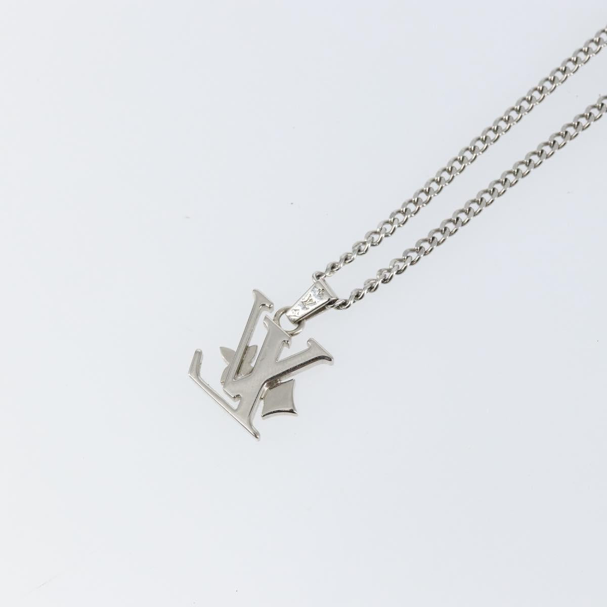 LOUIS VUITTON Monogram Row Necklace metal Silver M02254 LV Auth 143366