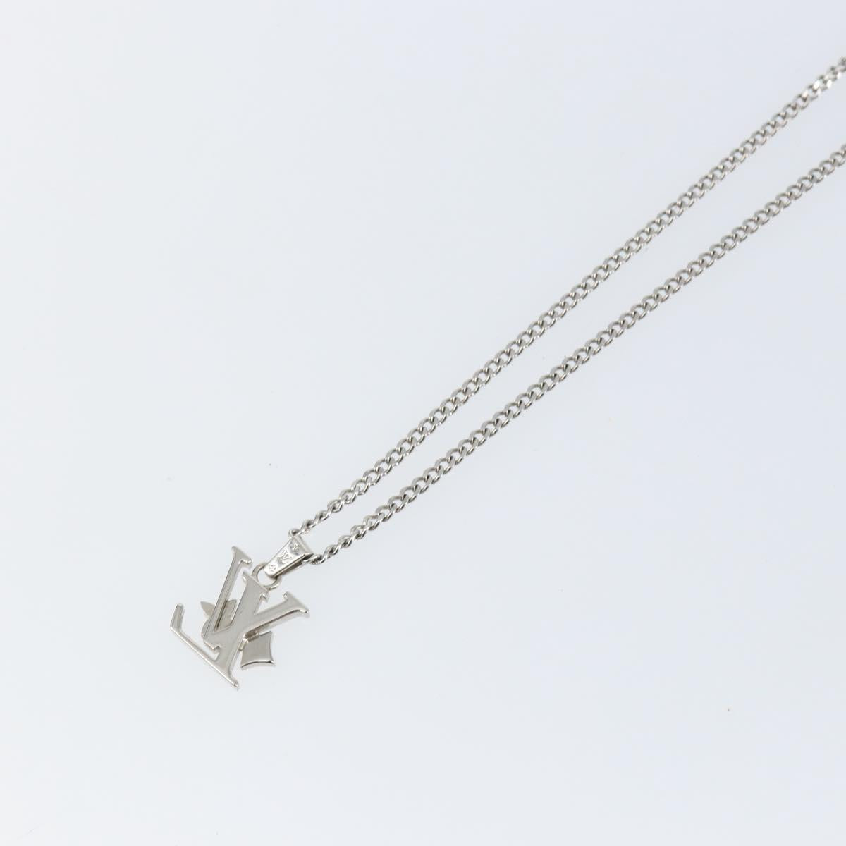 LOUIS VUITTON Monogram Row Necklace metal Silver M02254 LV Auth 143366