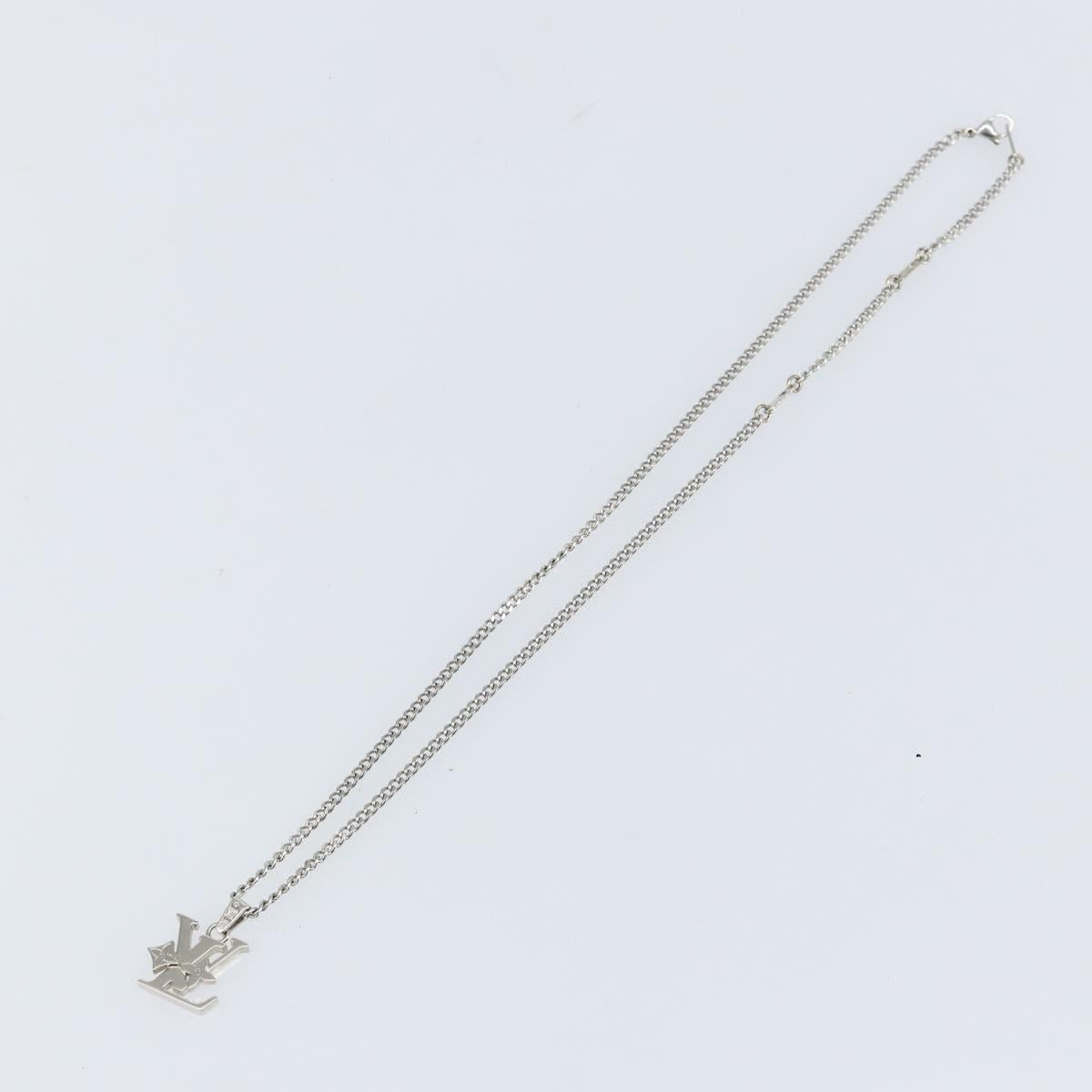LOUIS VUITTON Monogram Row Necklace metal Silver M02254 LV Auth 143366