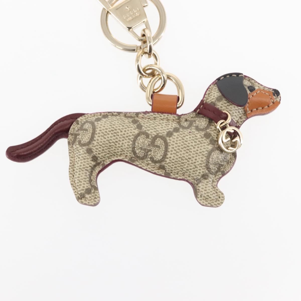 GUCCI Dog Shape Bag Charm GG Supreme PVC Beige Auth 143370