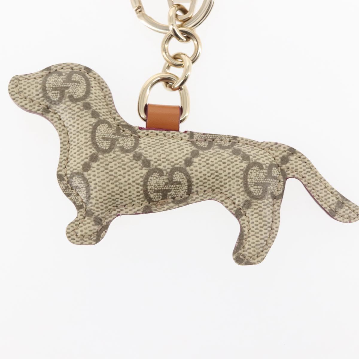 GUCCI Dog Shape Bag Charm GG Supreme PVC Beige Auth 143370