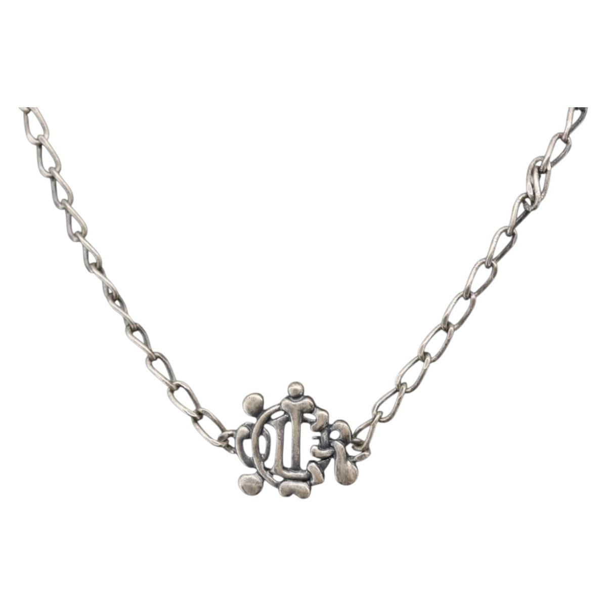 Christian Dior Necklace metal Silver Auth 143373