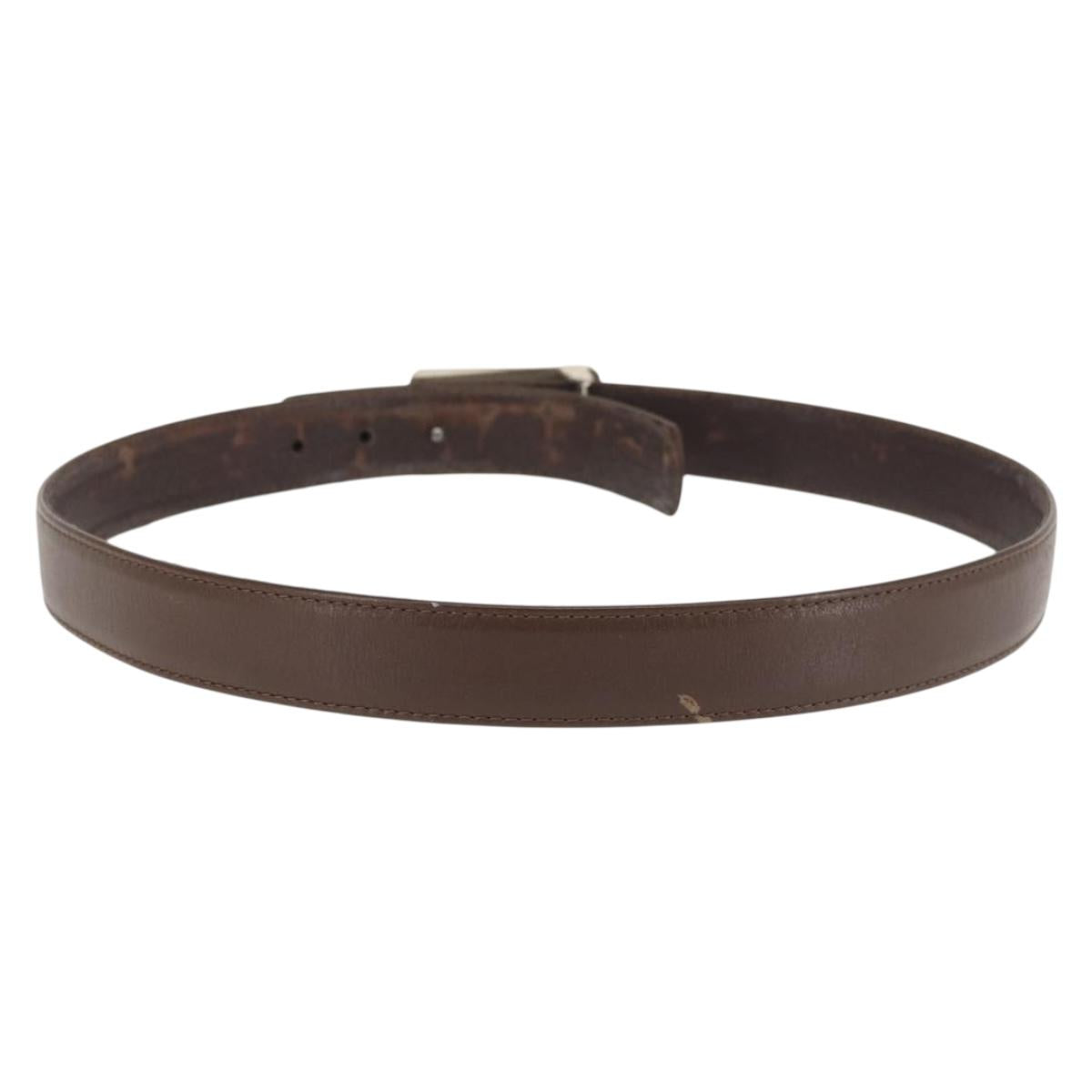 CHANEL Belt Leather 33.1"" Brown CC Auth 143375