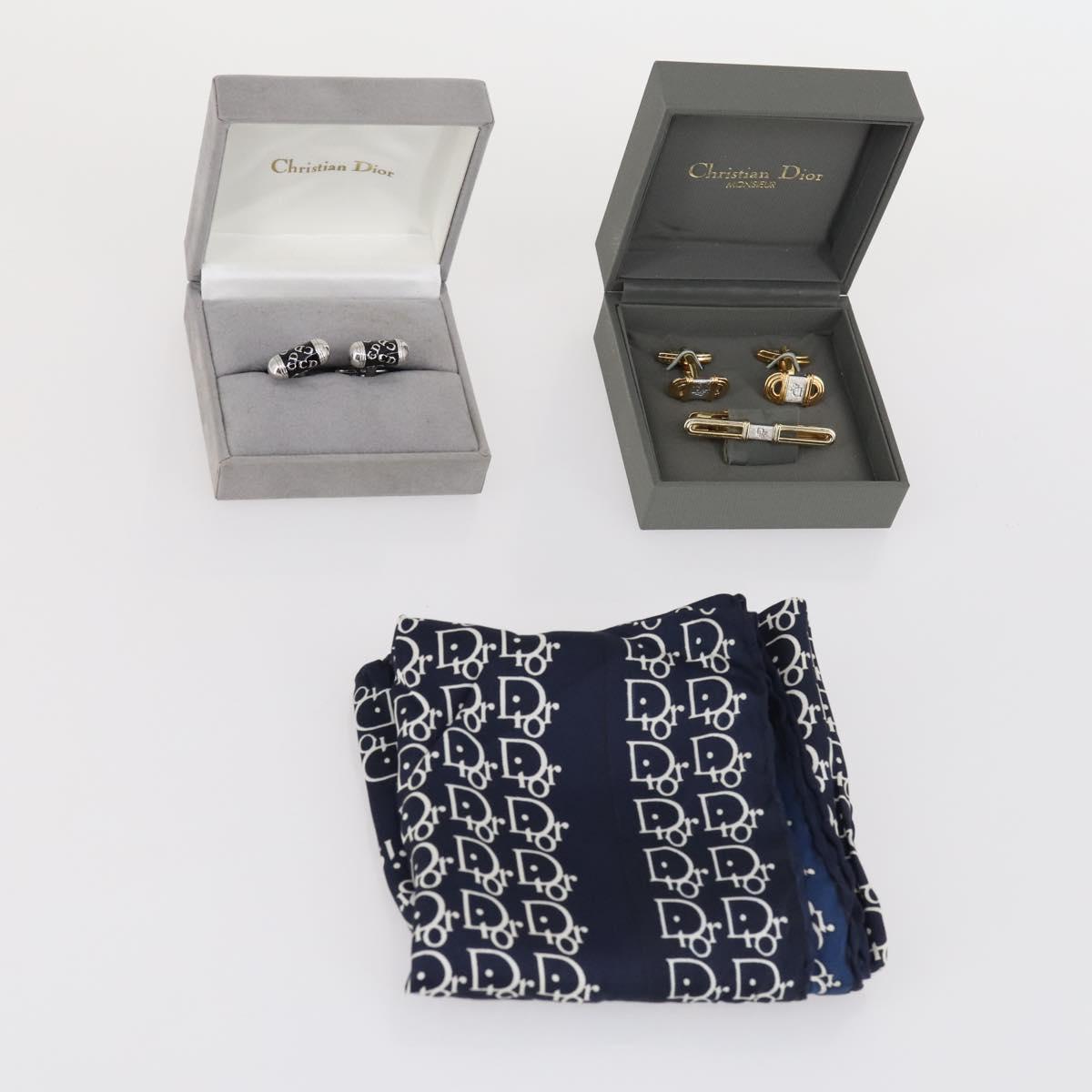 Christian Dior Cuffs metal 3Set Silver Gold Auth 143380