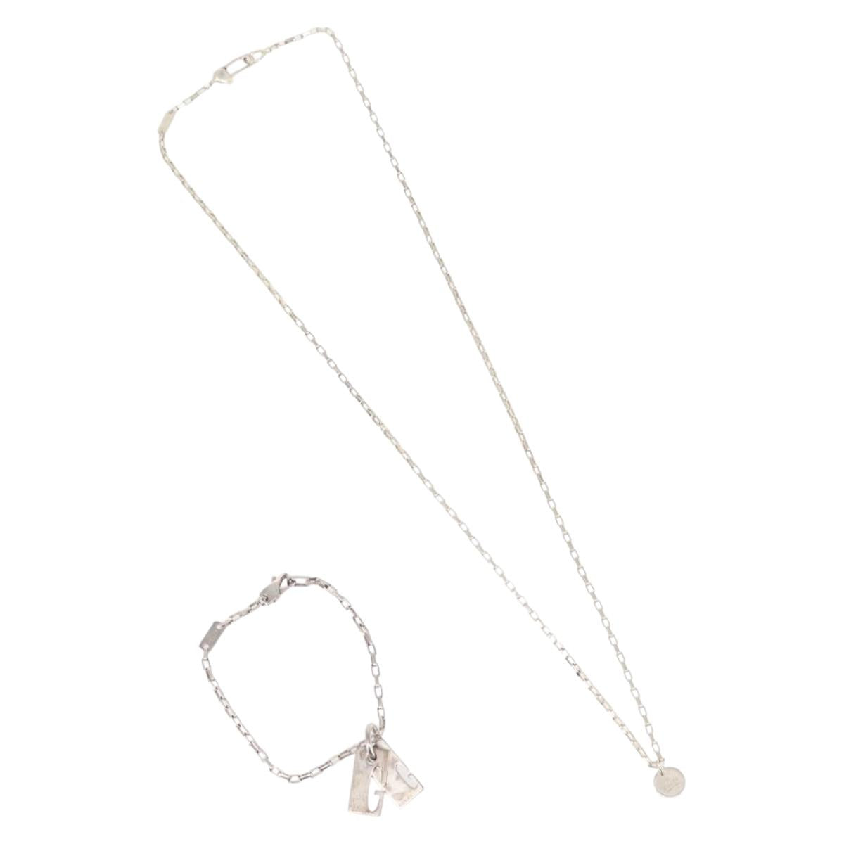 GUCCI Necklace Bracelet metal 2Set Silver Auth 143382