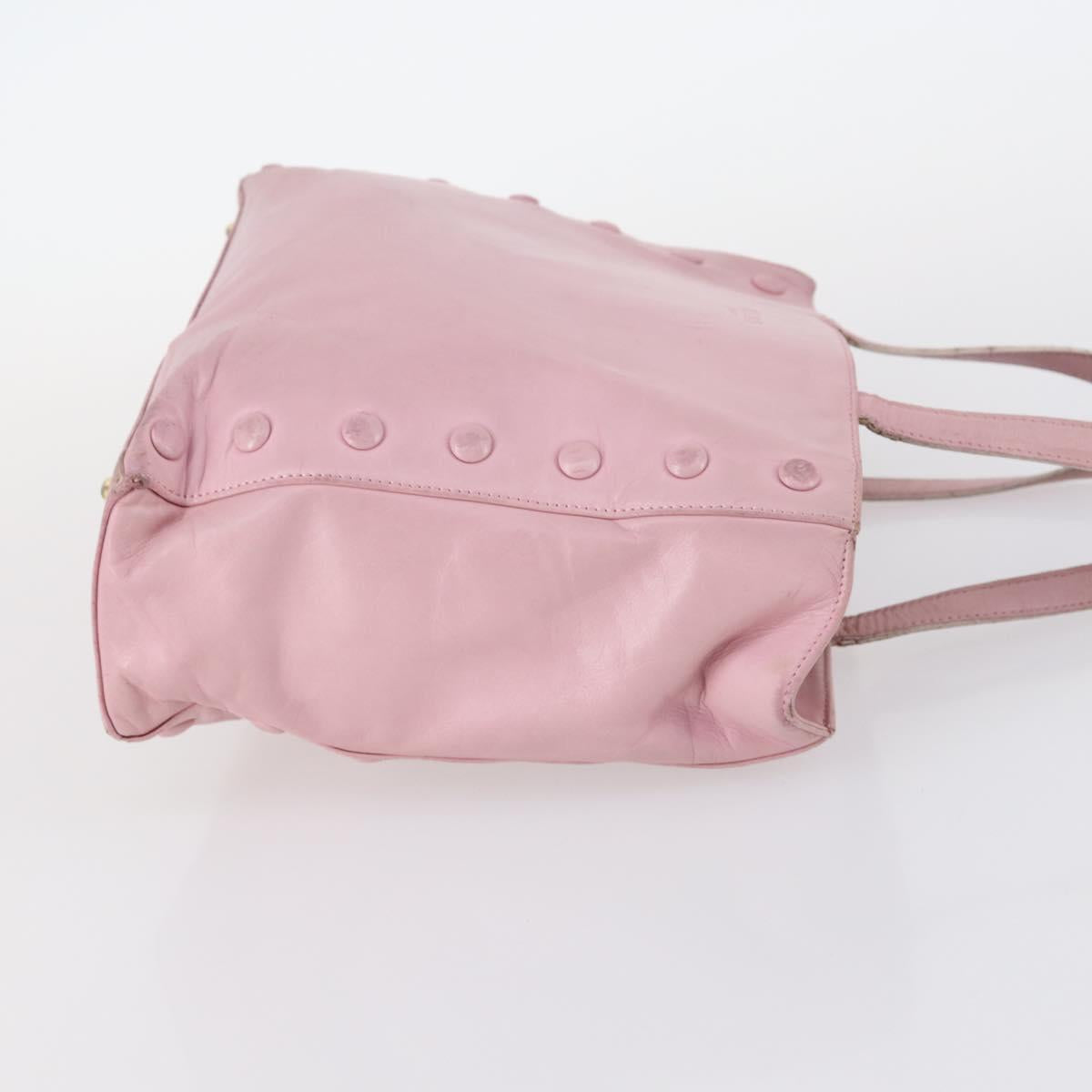 CELINE Macadam Canvas Tote Bag Leather 2Set Pink Beige Auth 143396