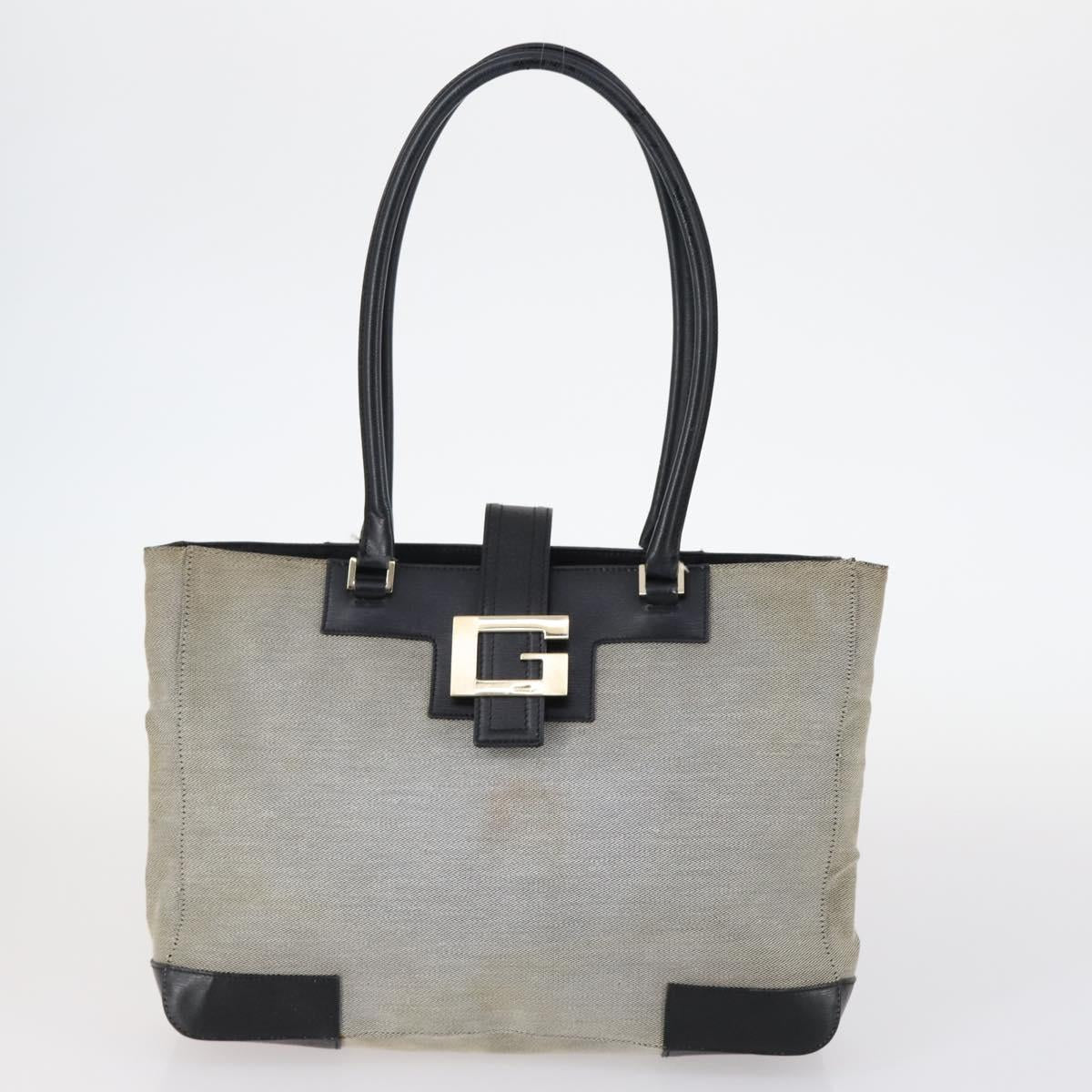 GUCCI Shoulder Bag Canvas Leather 4Set Gray Black Auth 143397