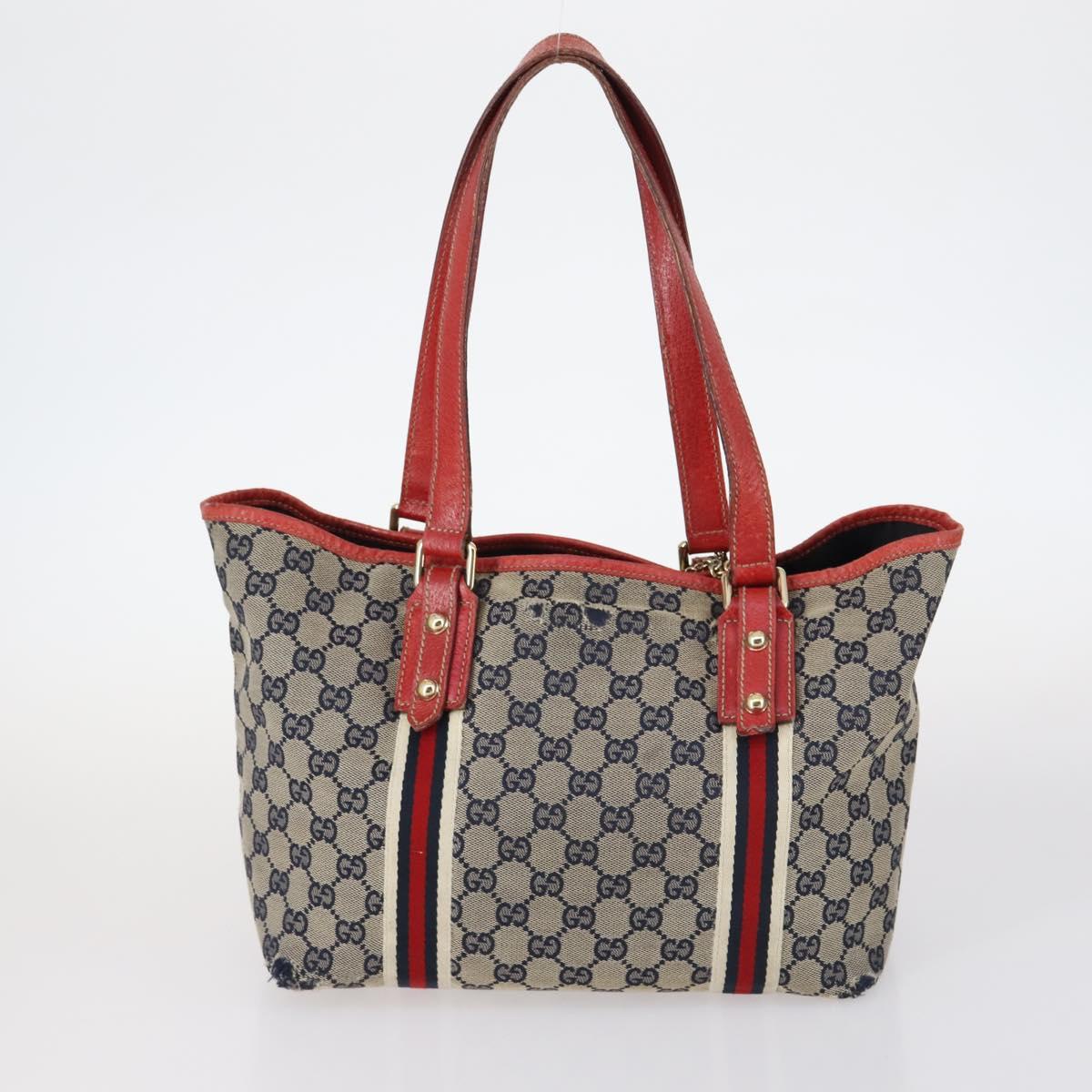 GUCCI GG Canvas GG Supreme Shoulder Bag PVC 4Set Beige Black Auth 143398