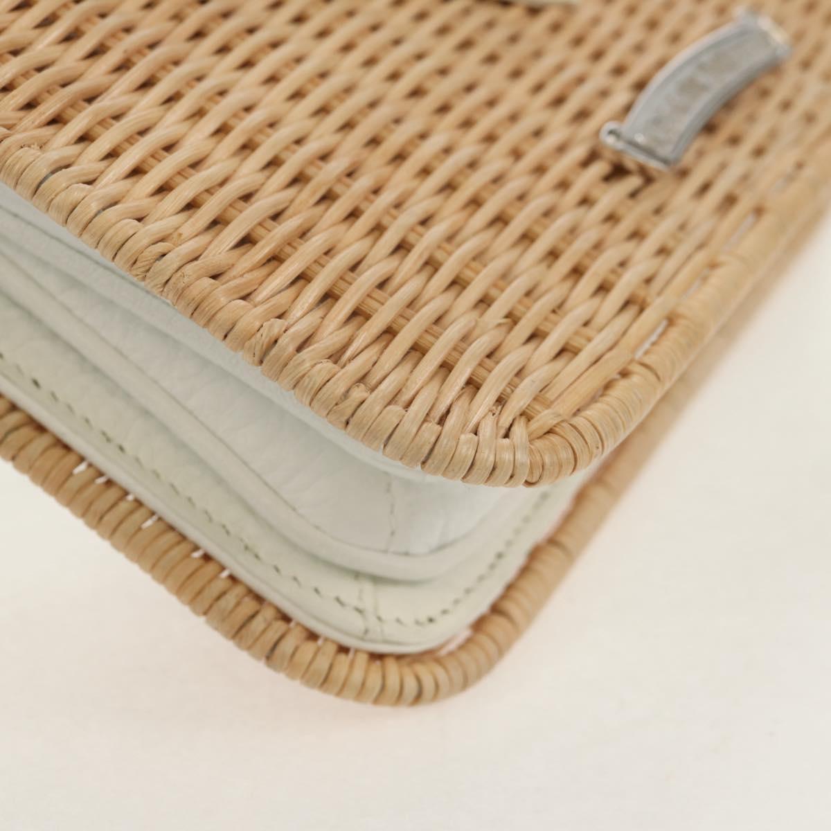 Chrome Hearts Hand Bag Rattan 2way White Silver Auth 143406SM