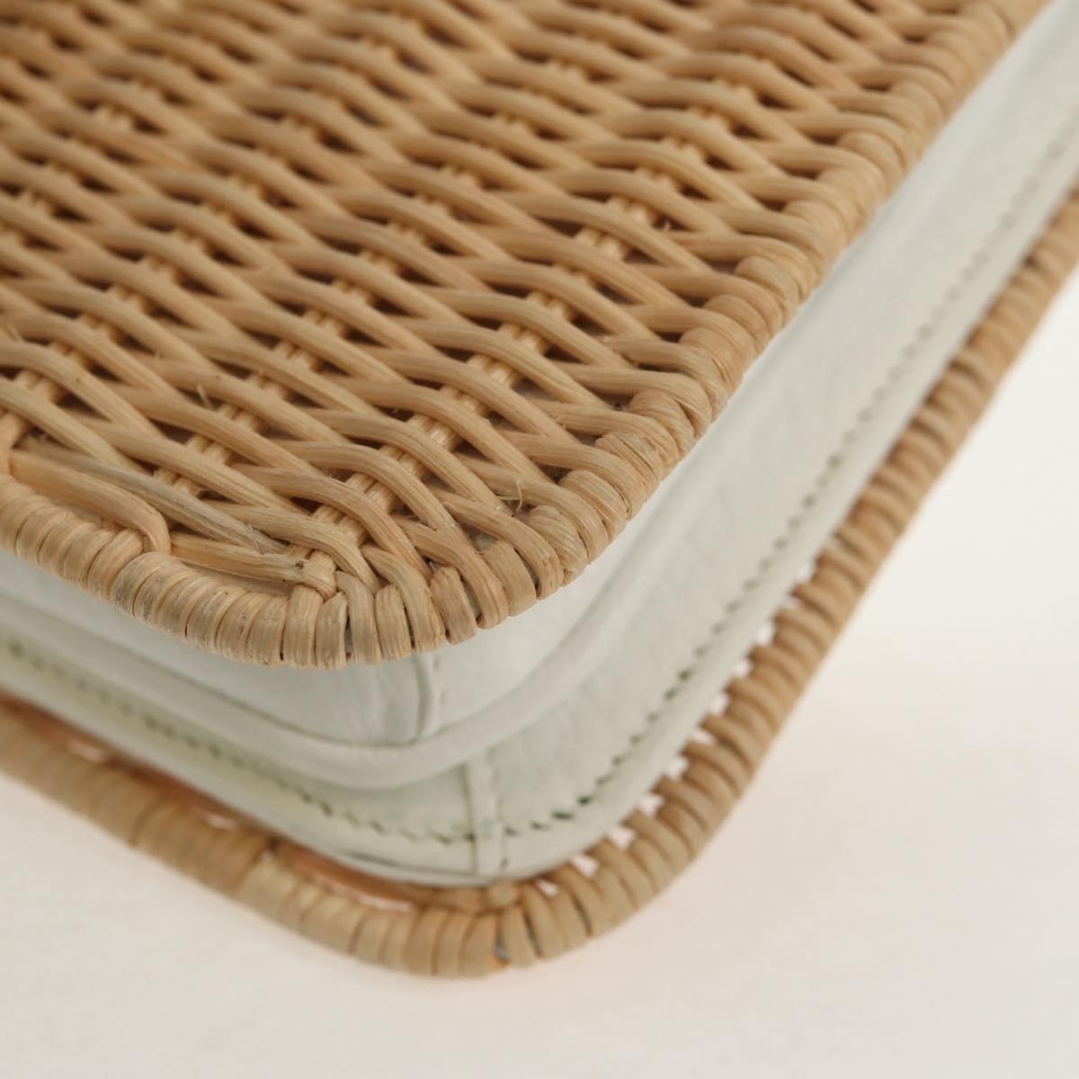 Chrome Hearts Hand Bag Rattan 2way White Silver Auth 143406SM