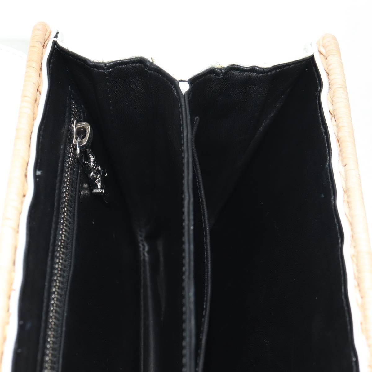 Chrome Hearts Hand Bag Rattan 2way White Silver Auth 143406SM