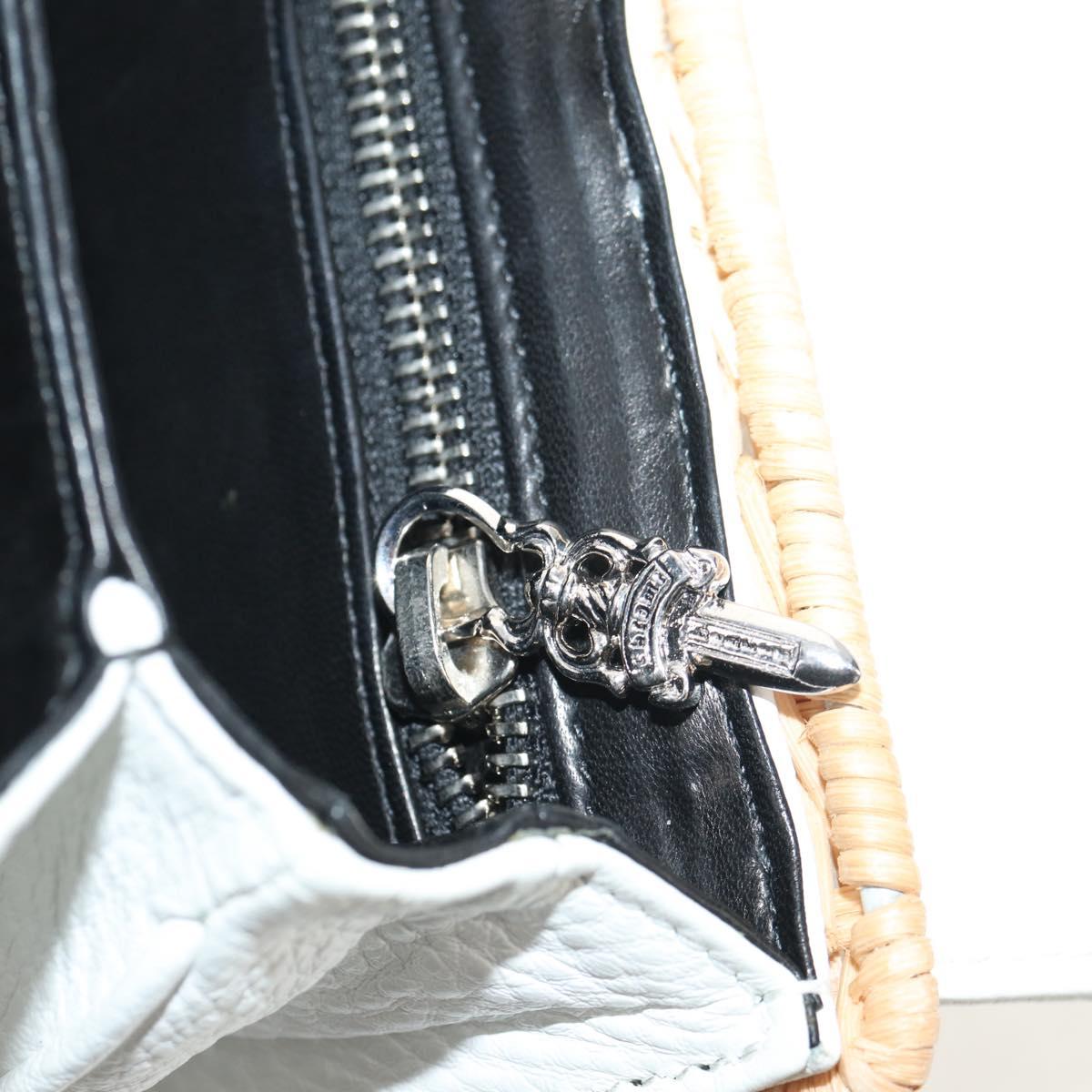 Chrome Hearts Hand Bag Rattan 2way White Silver Auth 143406SM