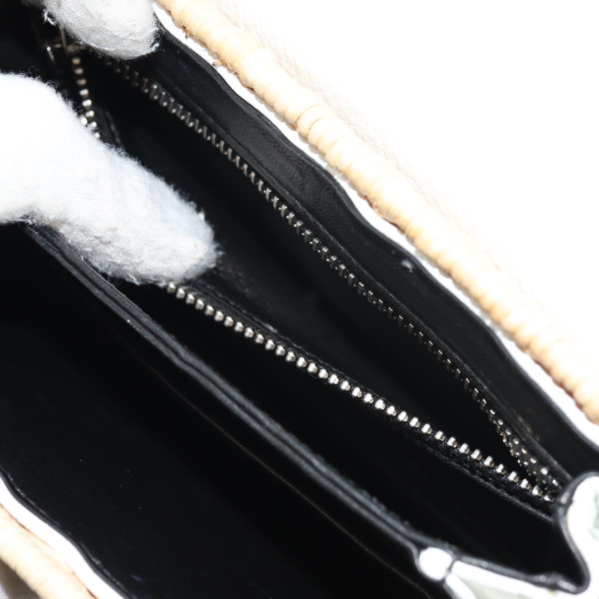 Chrome Hearts Hand Bag Rattan 2way White Silver Auth 143406SM