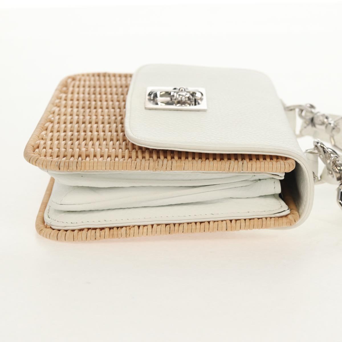 Chrome Hearts Hand Bag Rattan 2way White Silver Auth 143406SM