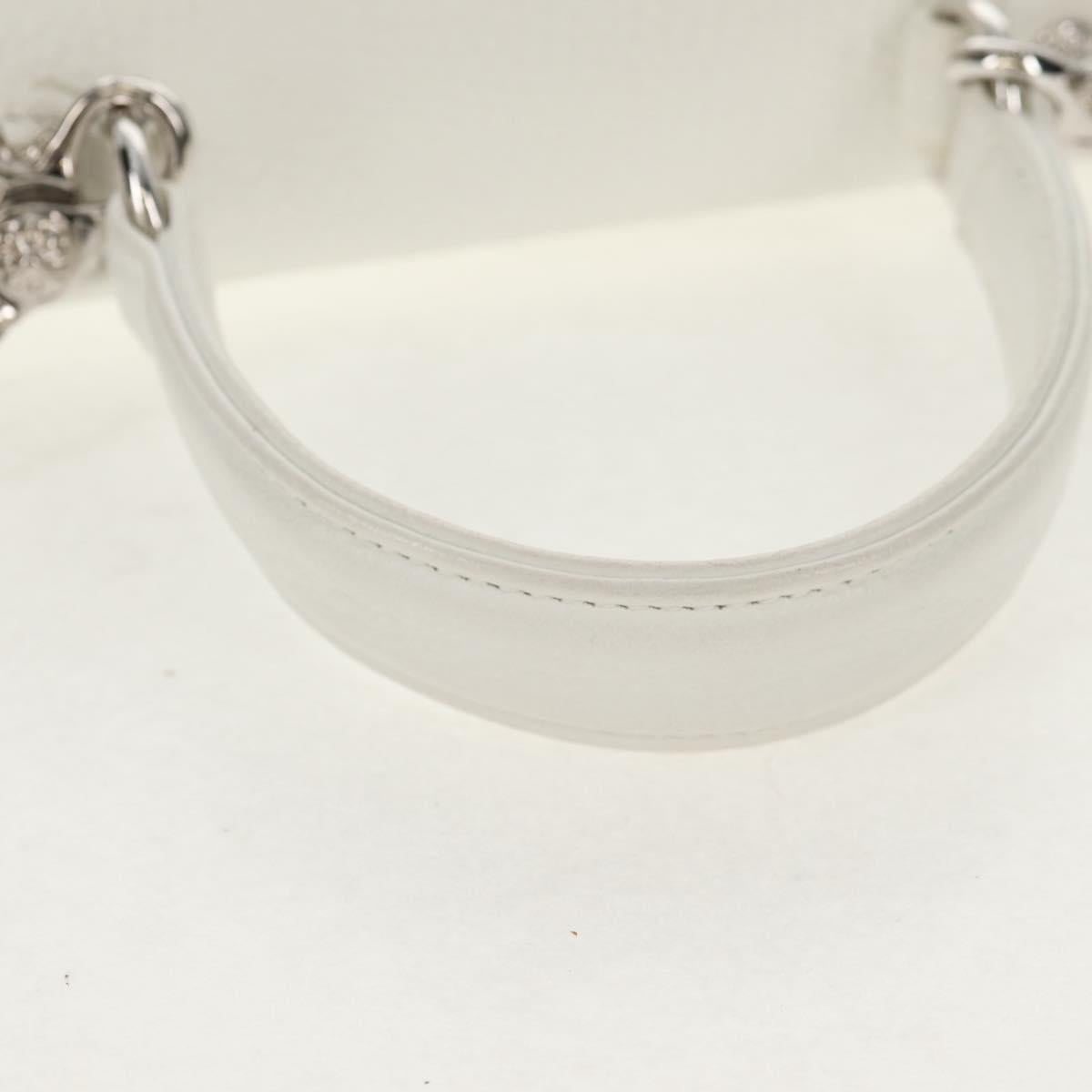 Chrome Hearts Hand Bag Rattan 2way White Silver Auth 143406SM