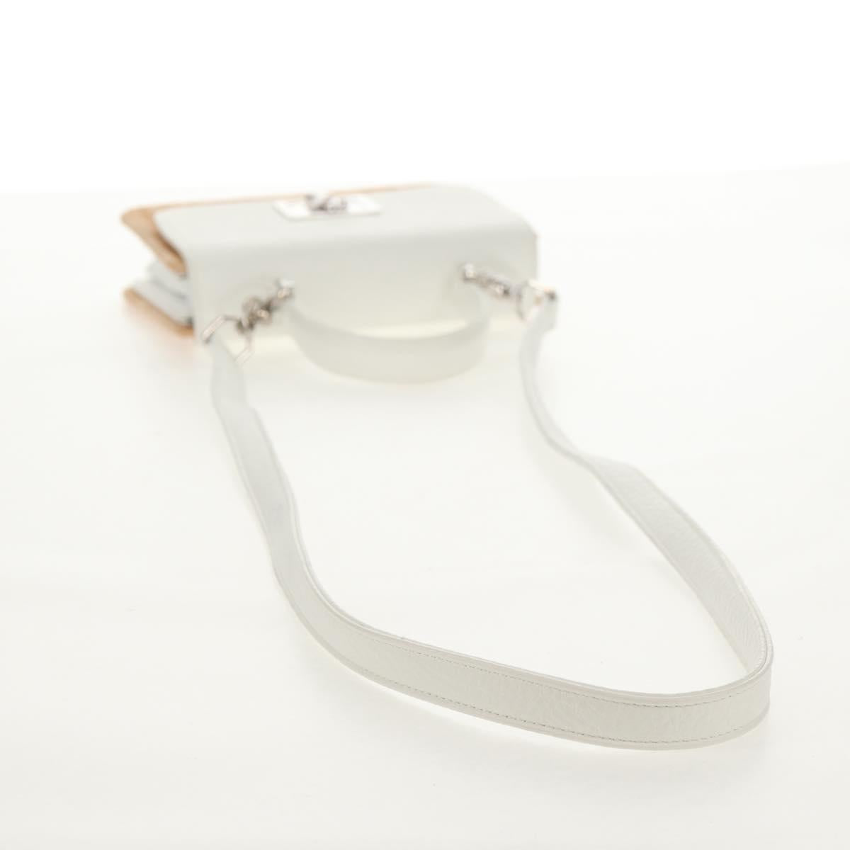 Chrome Hearts Hand Bag Rattan 2way White Silver Auth 143406SM