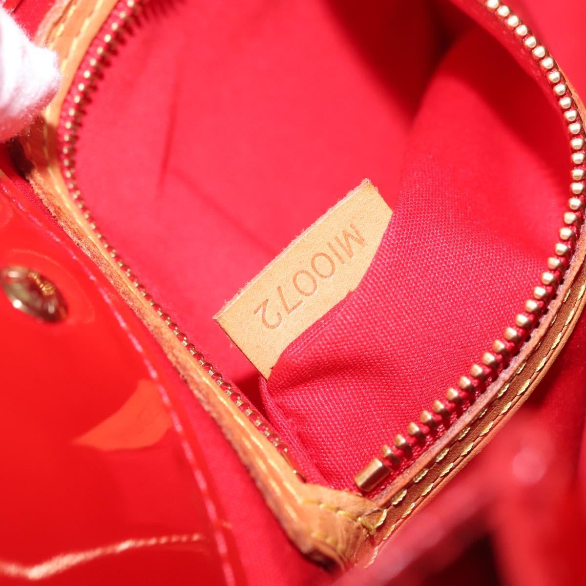 LOUIS VUITTON Monogram Vernis Reade PM Hand Bag Red Rouge M91088 LV Auth 143468