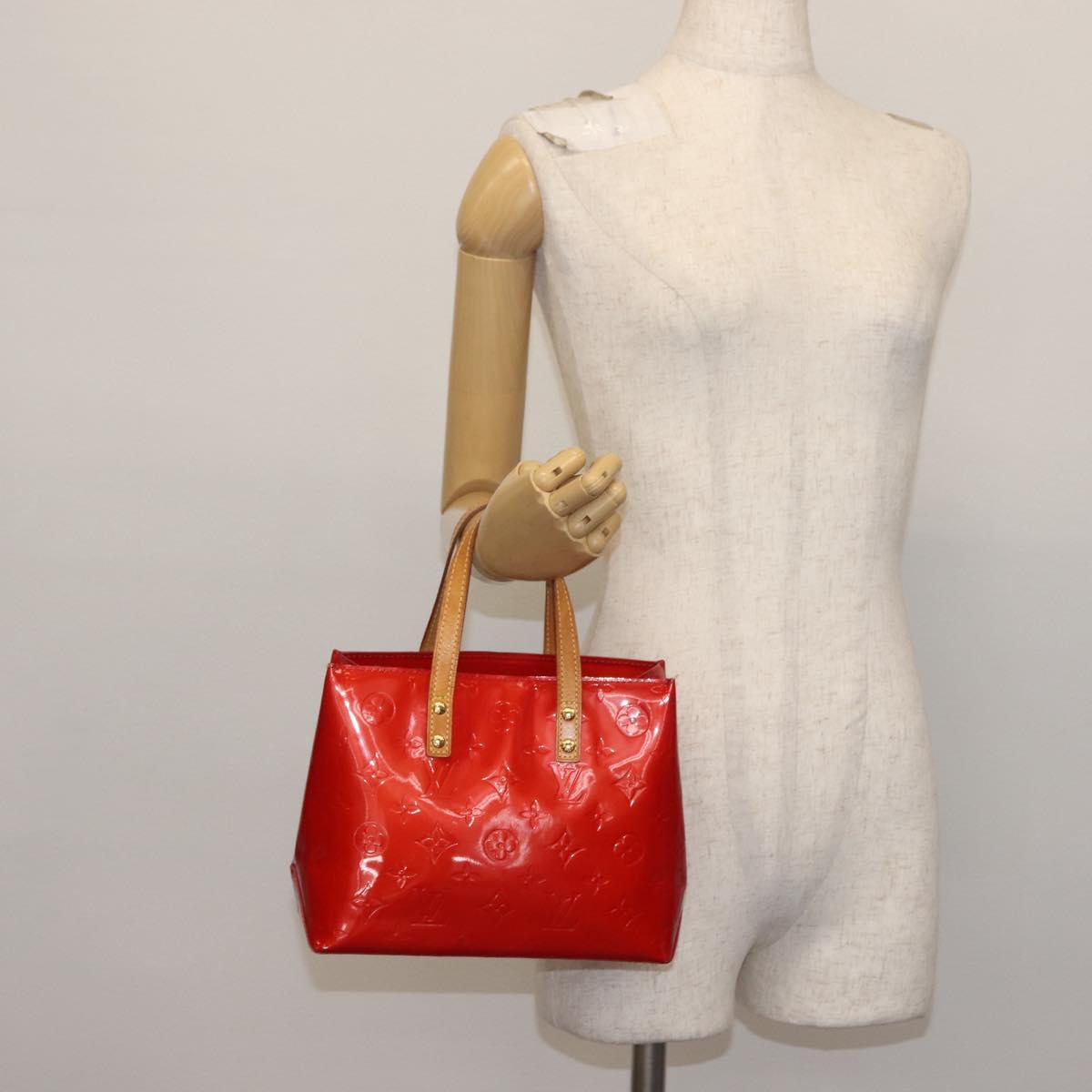 LOUIS VUITTON Monogram Vernis Reade PM Hand Bag Red Rouge M91088 LV Auth 143468