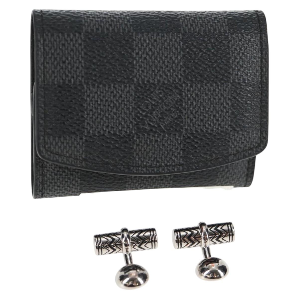 LOUIS VUITTON Damier Graphite Cuff Case Cufflinks M66948 LV Auth 143486V