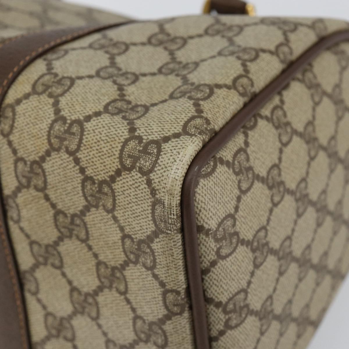 GUCCI GG Supreme Web Sherry Line Boston Bag PVC Beige Gold 40 02 007 Auth 143489