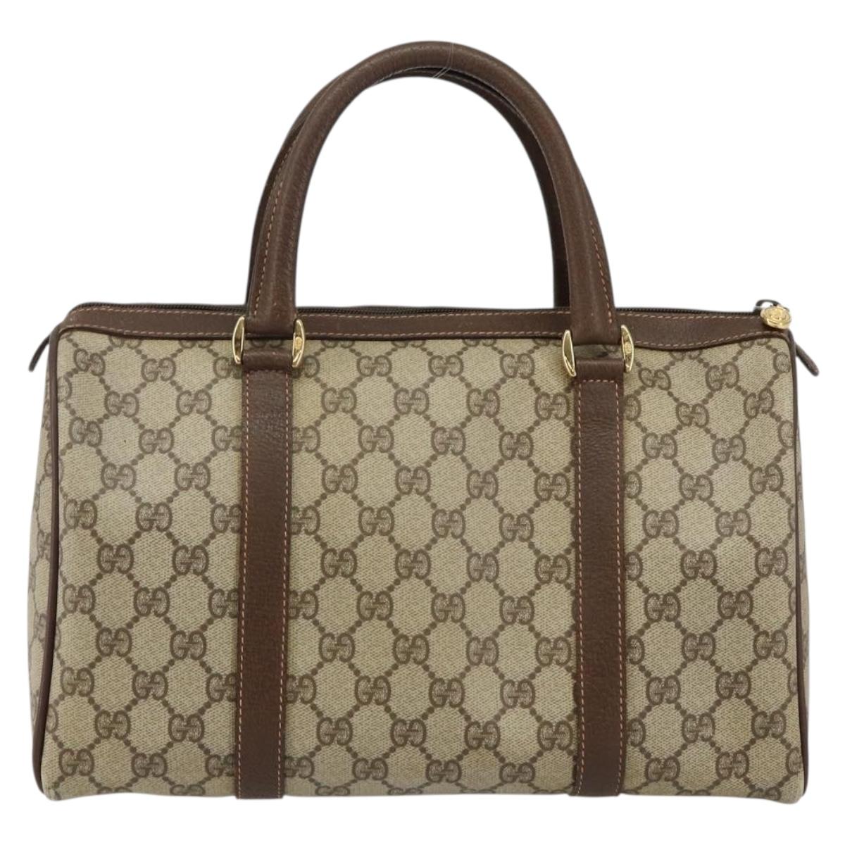 GUCCI GG Supreme Web Sherry Line Boston Bag PVC Beige Gold 40 02 007 Auth 143489