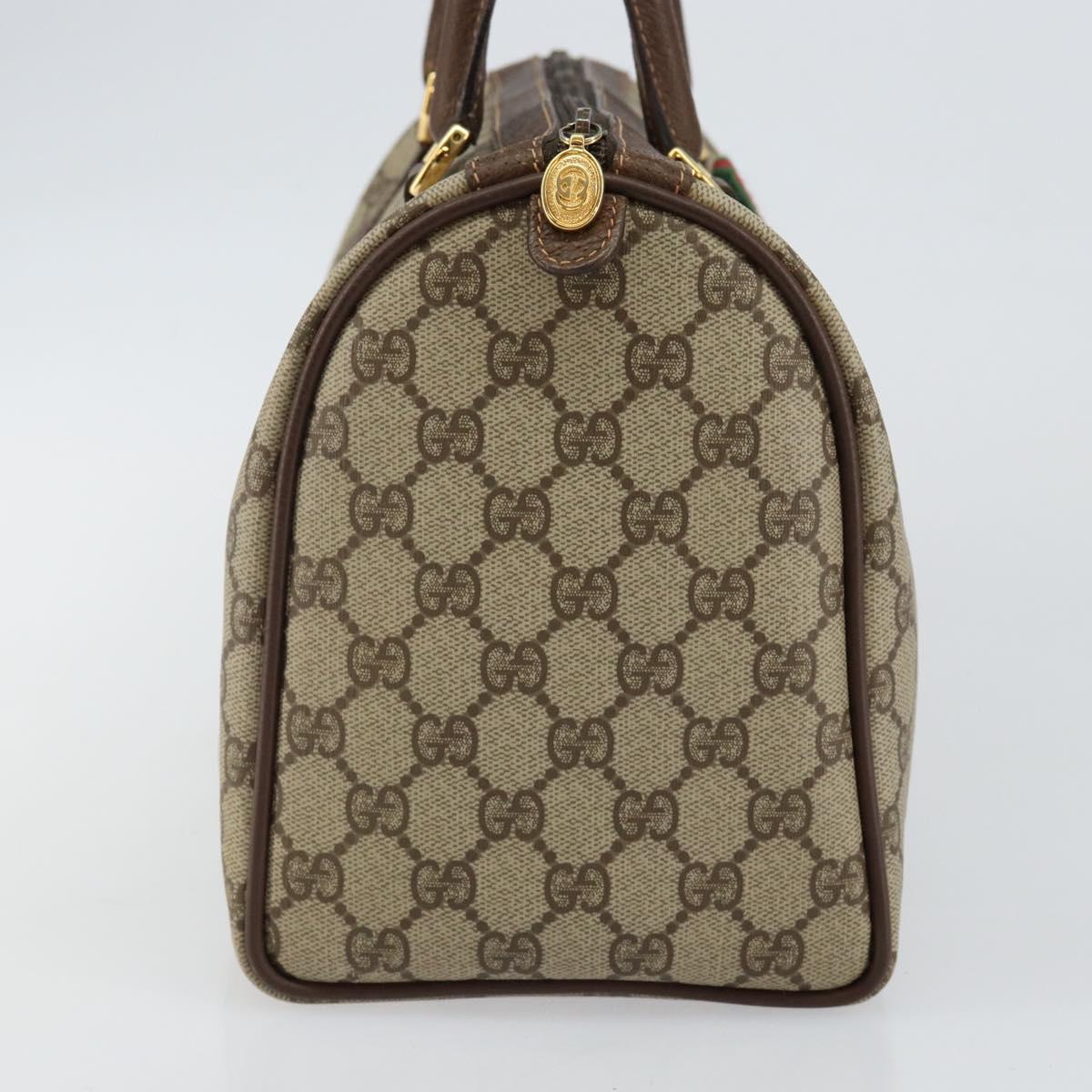 GUCCI GG Supreme Web Sherry Line Boston Bag PVC Beige Gold 40 02 007 Auth 143489