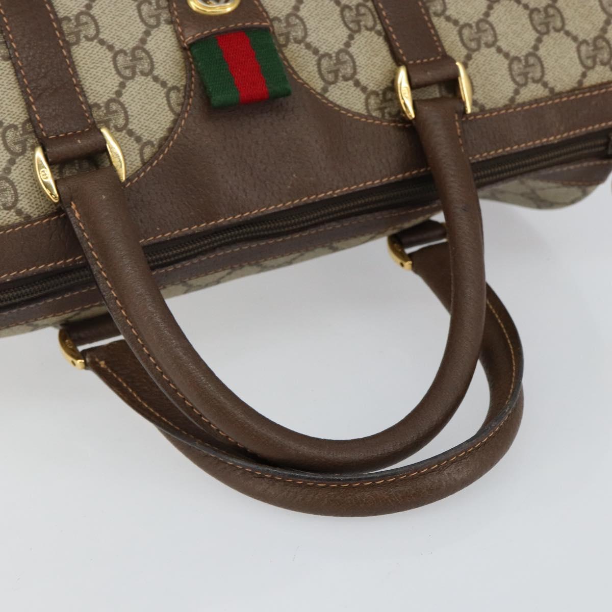 GUCCI GG Supreme Web Sherry Line Boston Bag PVC Beige Gold 40 02 007 Auth 143489