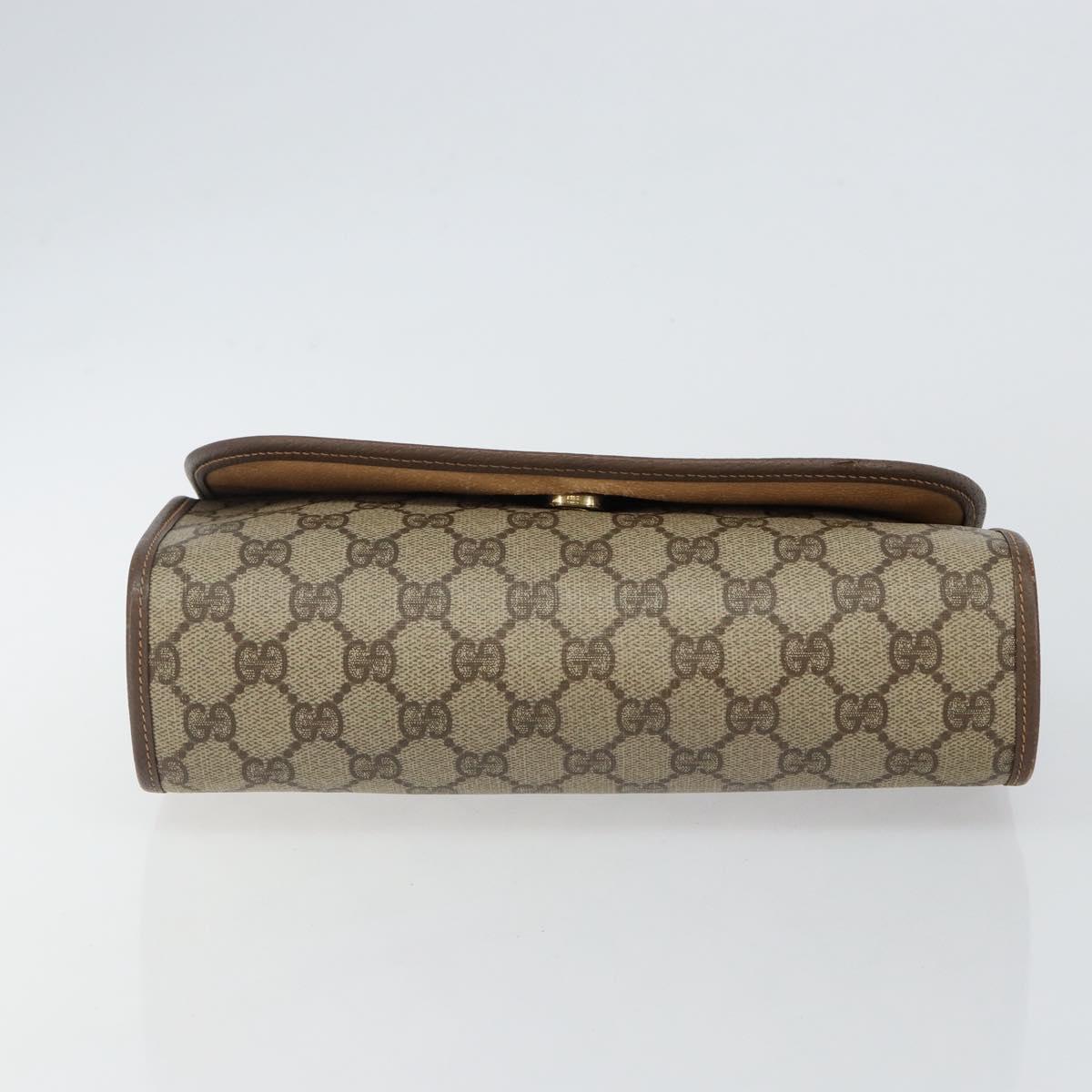 GUCCI GG Supreme Web Sherry Line Bag PVC Beige Gold 156 01 030 Auth 143490