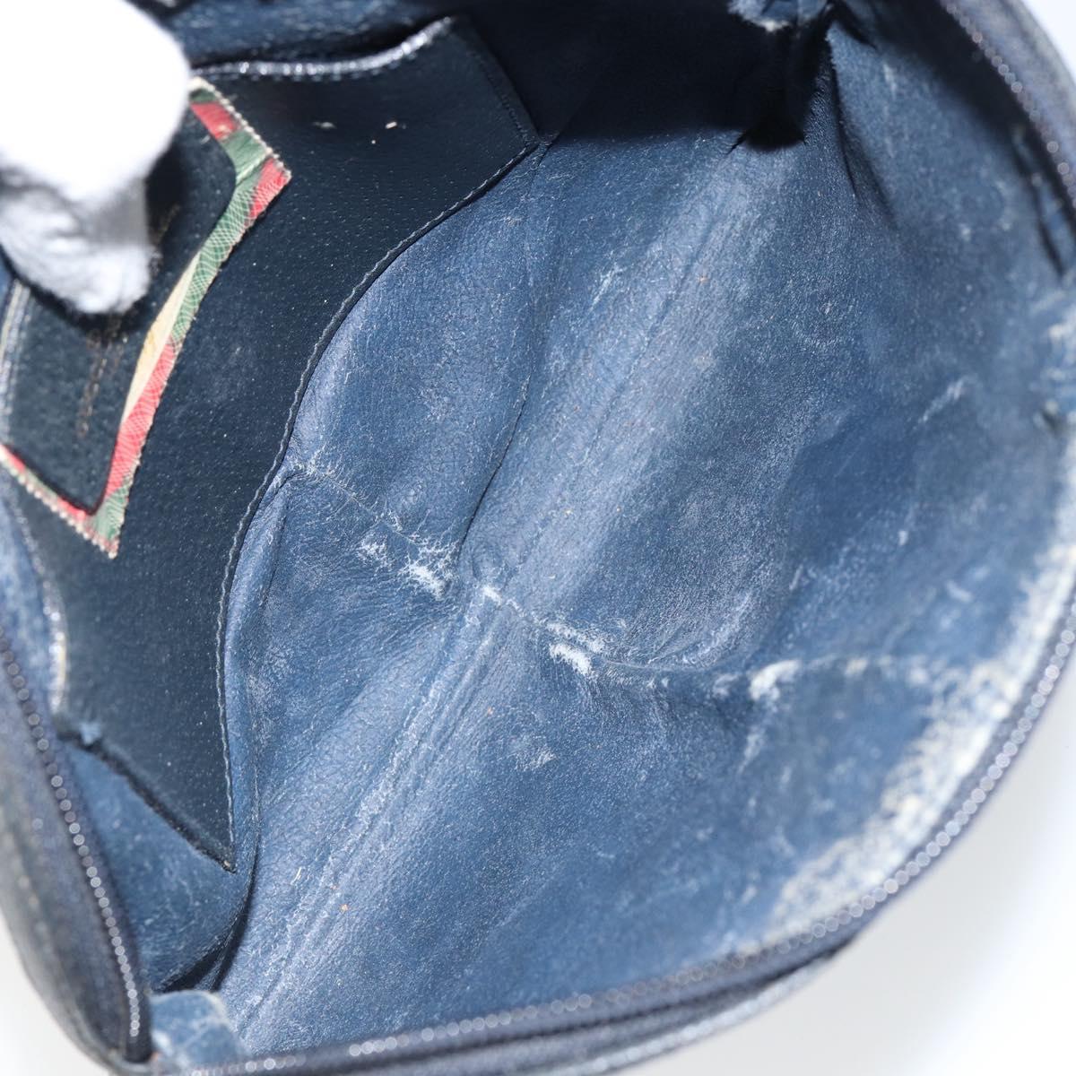 GUCCI GG Supreme Sherry Line Shoulder Bag PVC Navy Gold 89 02 047 Auth 143491