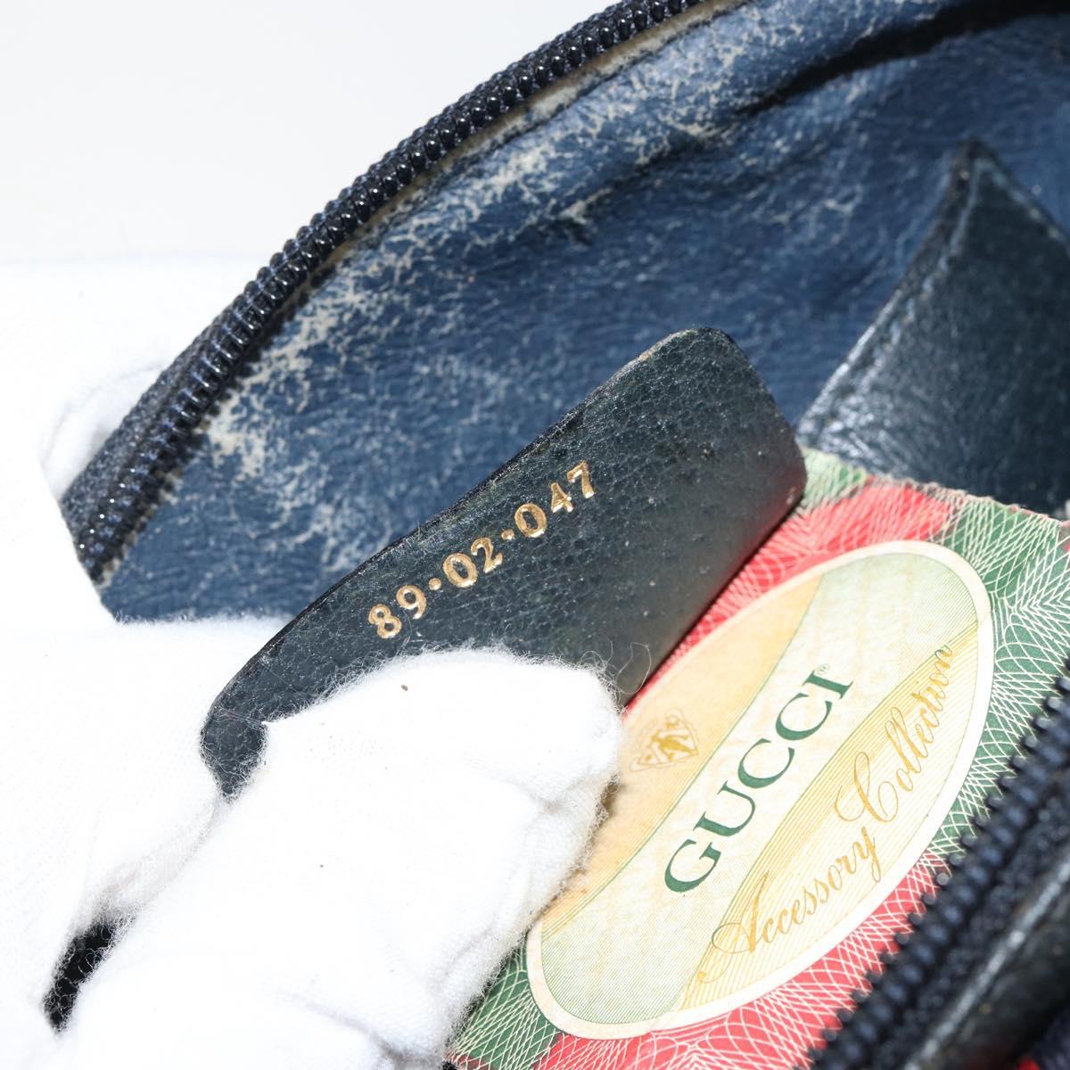 GUCCI GG Supreme Sherry Line Shoulder Bag PVC Navy Gold 89 02 047 Auth 143491