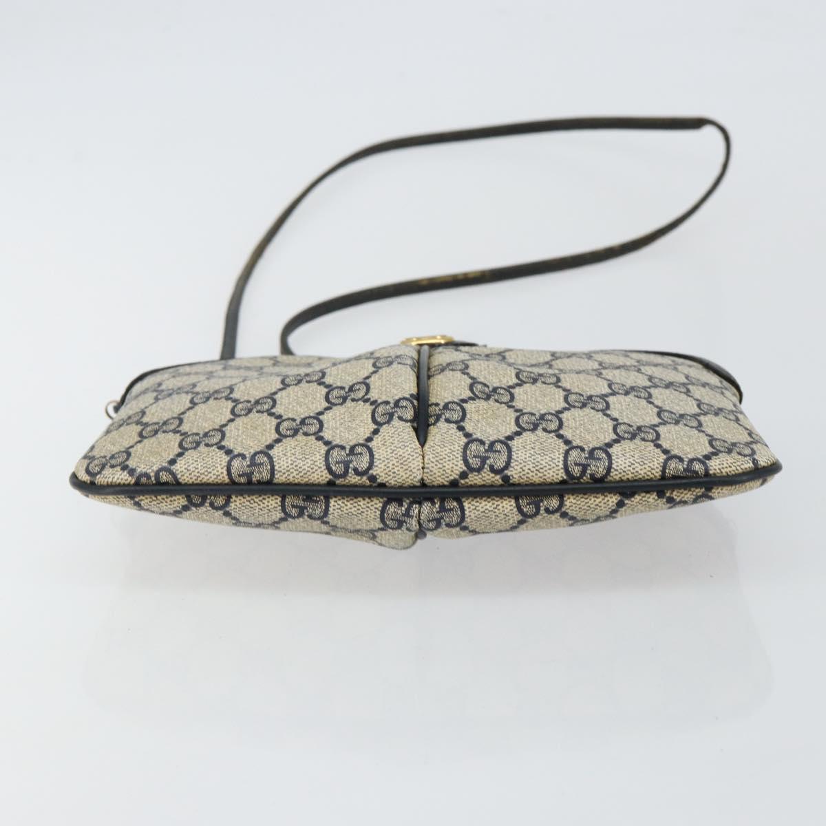 GUCCI GG Supreme Sherry Line Shoulder Bag PVC Navy Gold 89 02 047 Auth 143491