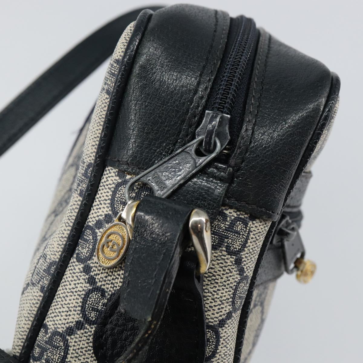 GUCCI GG Supreme Sherry Line Shoulder Bag PVC Navy Gold 72 001 3654 Auth 143492