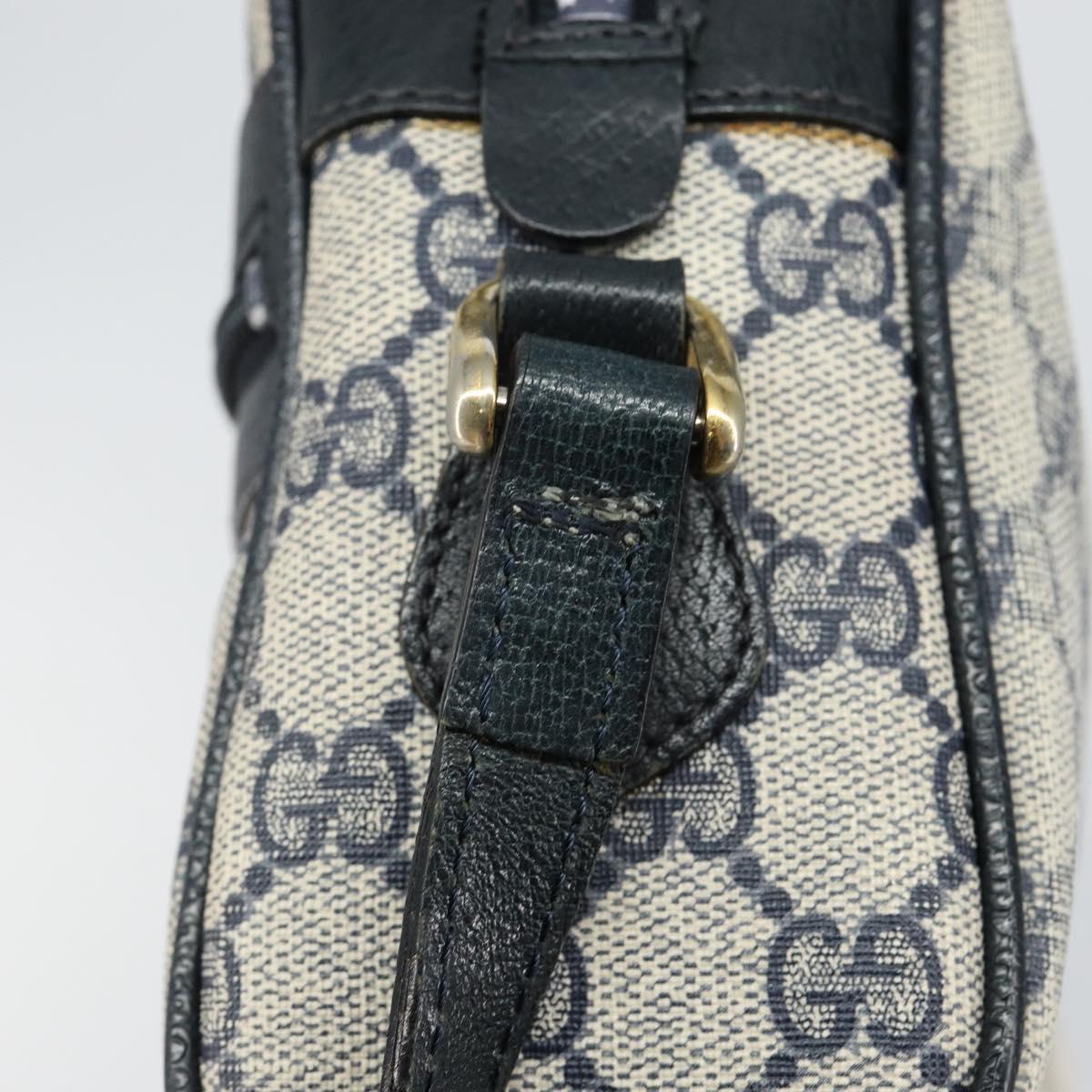 GUCCI GG Supreme Sherry Line Shoulder Bag PVC Navy Gold 72 001 3654 Auth 143492