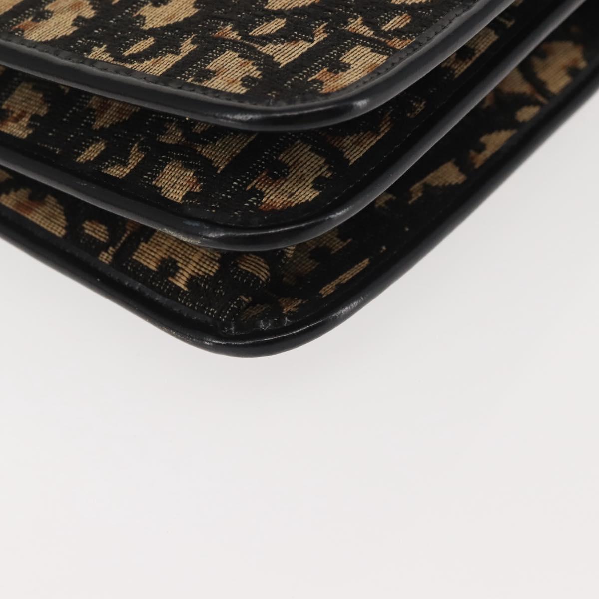 Christian Dior Trotter Canvas Shoulder Bag Navy Gold Auth 143495