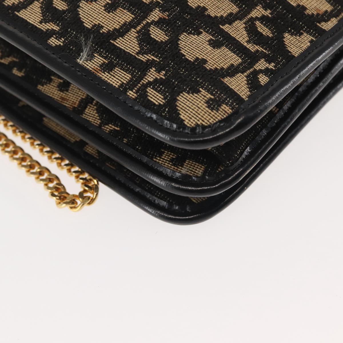 Christian Dior Trotter Canvas Shoulder Bag Navy Gold Auth 143495