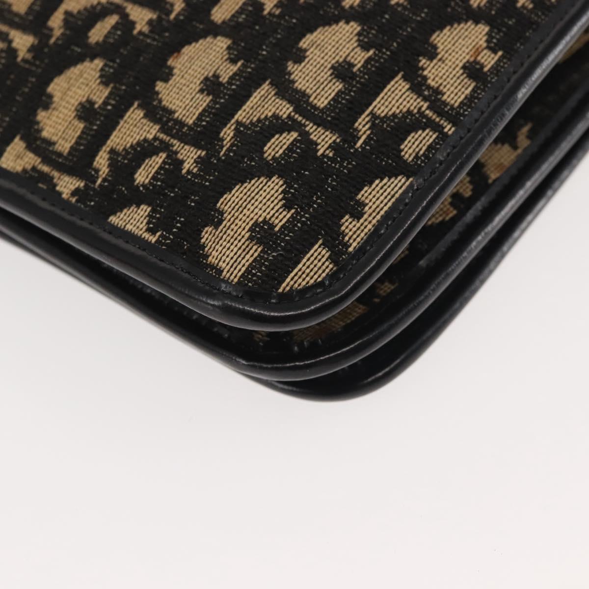 Christian Dior Trotter Canvas Shoulder Bag Navy Gold Auth 143495