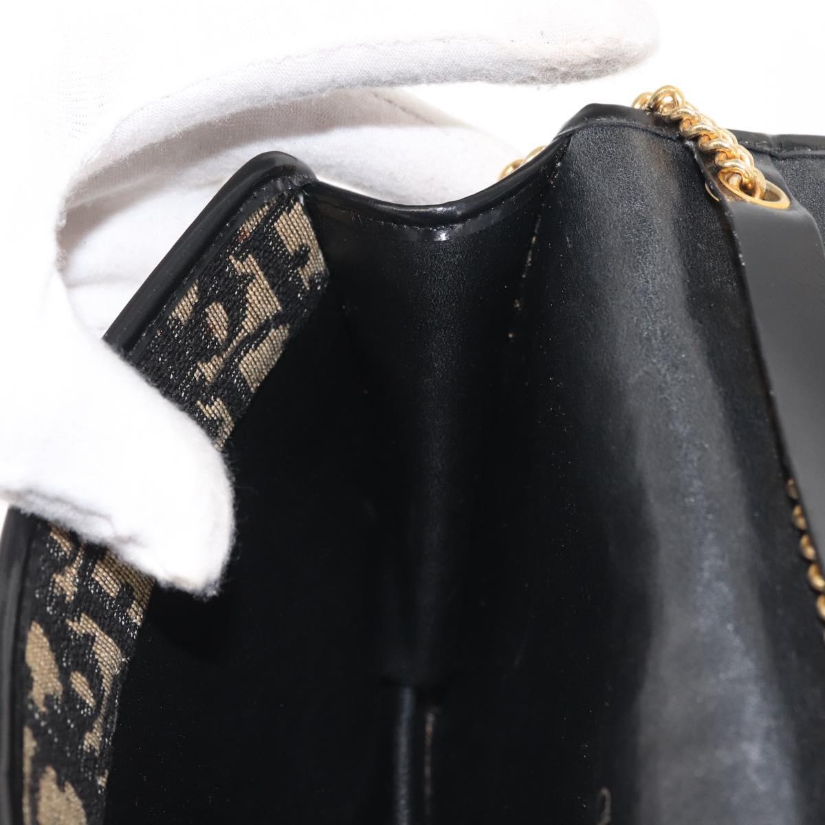 Christian Dior Trotter Canvas Shoulder Bag Navy Gold Auth 143495