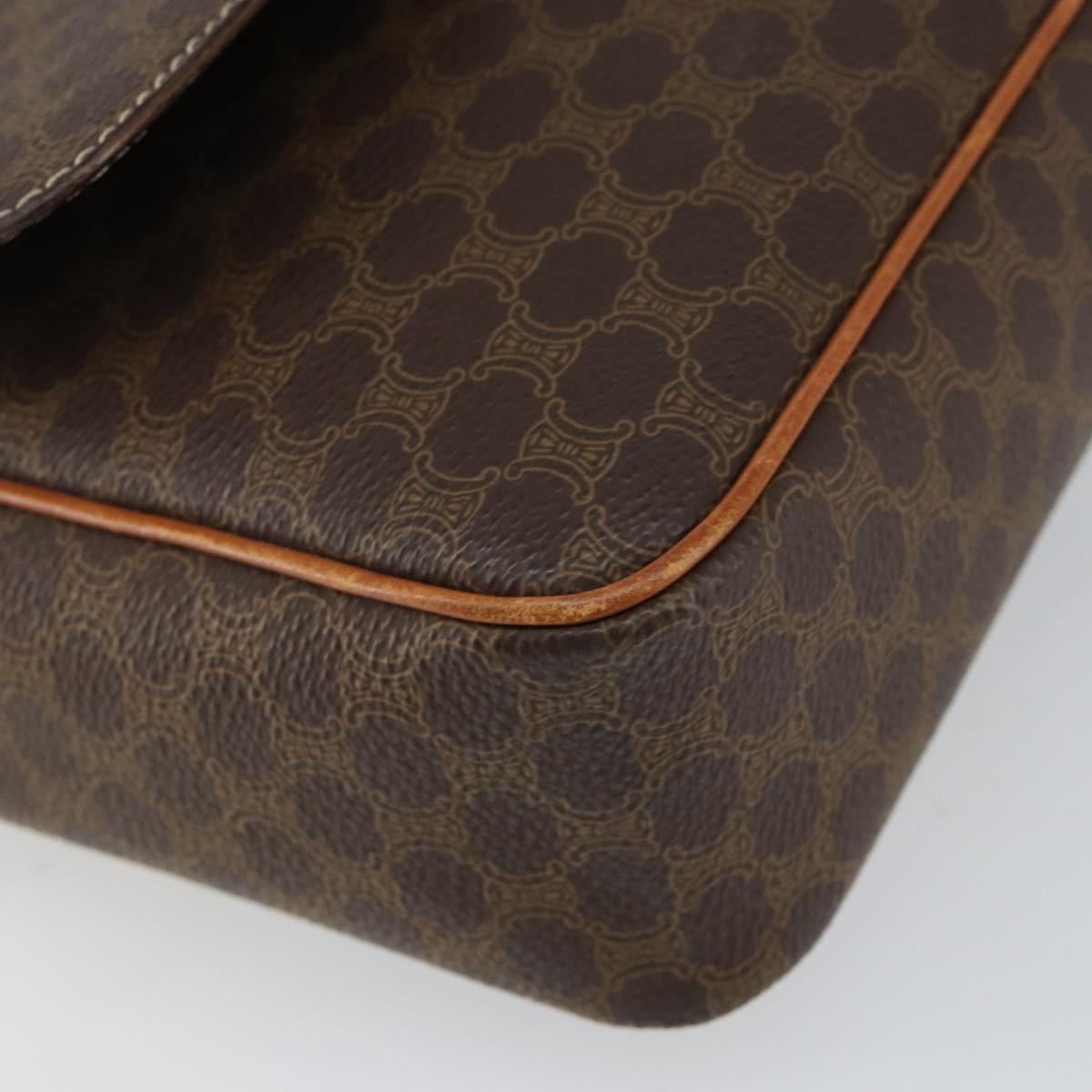 CELINE Macadam Canvas Shoulder Bag PVC Leather Brown Gold Auth 143496