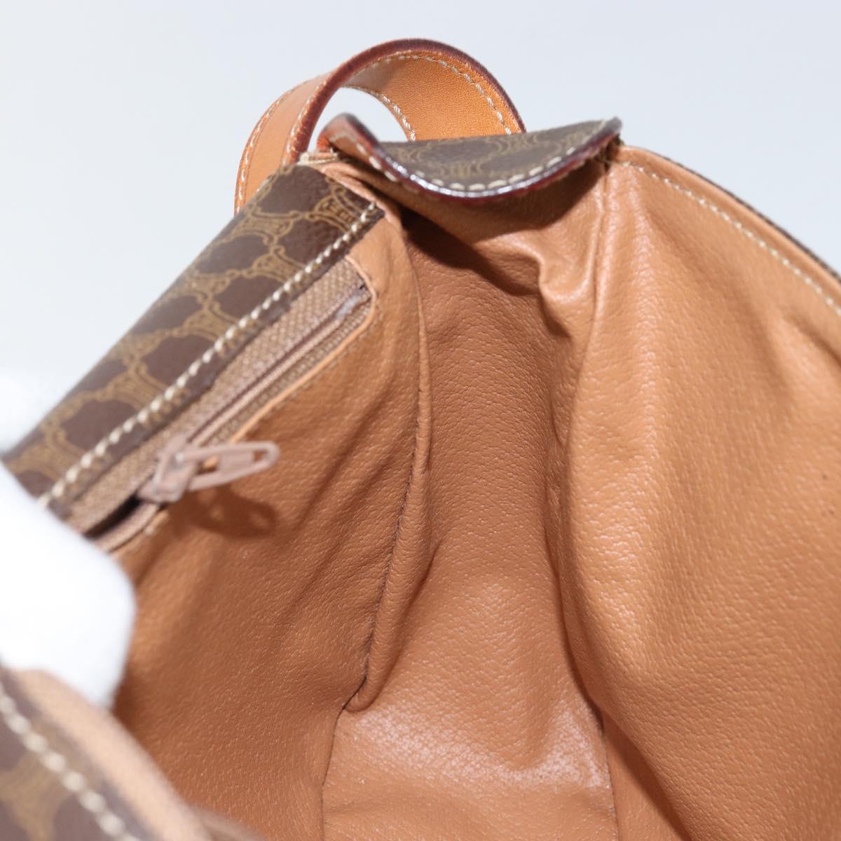 CELINE Macadam Canvas Shoulder Bag PVC Leather Brown Gold Auth 143496