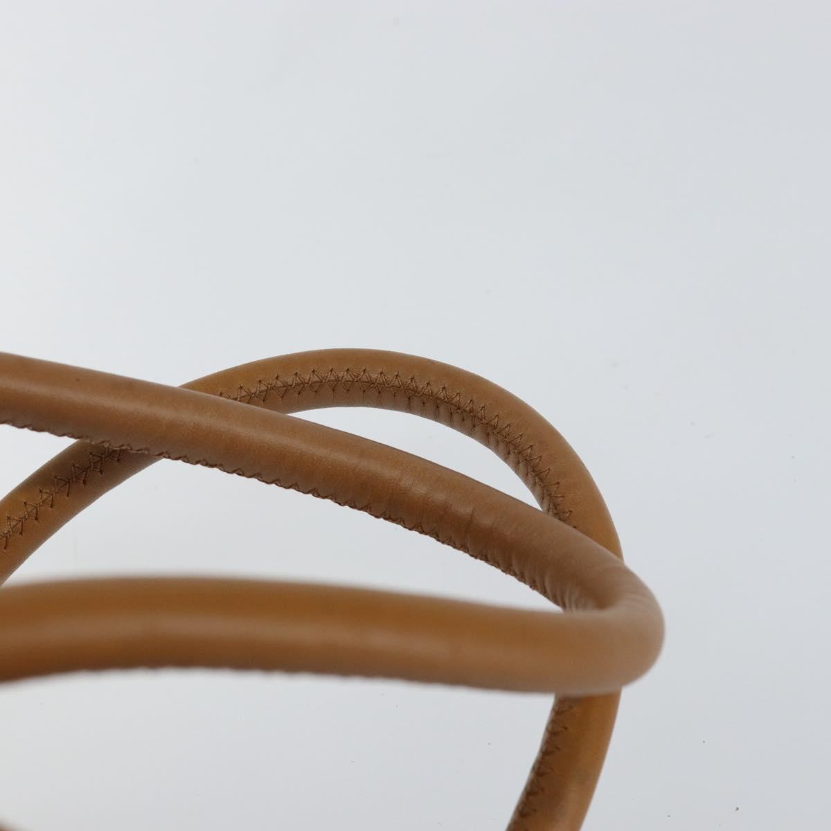 CELINE Hand Bag Nylon Brown Gold Auth 143497